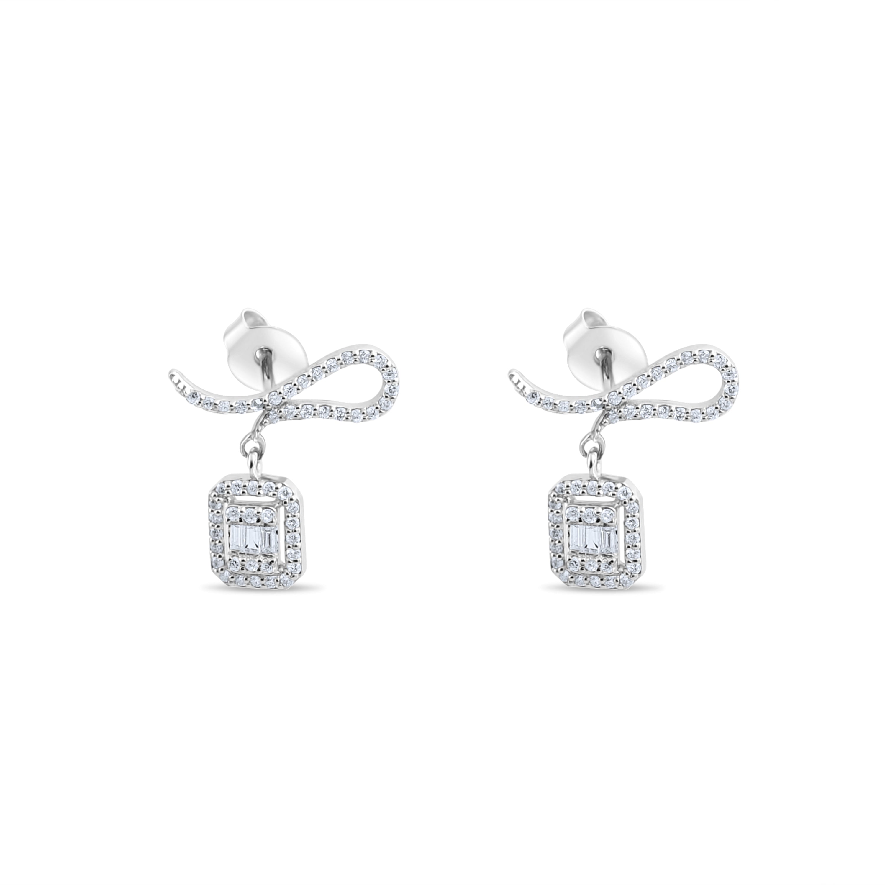0.14 Carat Baguette Diamond Earrings – Elegant Fine Jewelry Design - Gold Stone Diamond