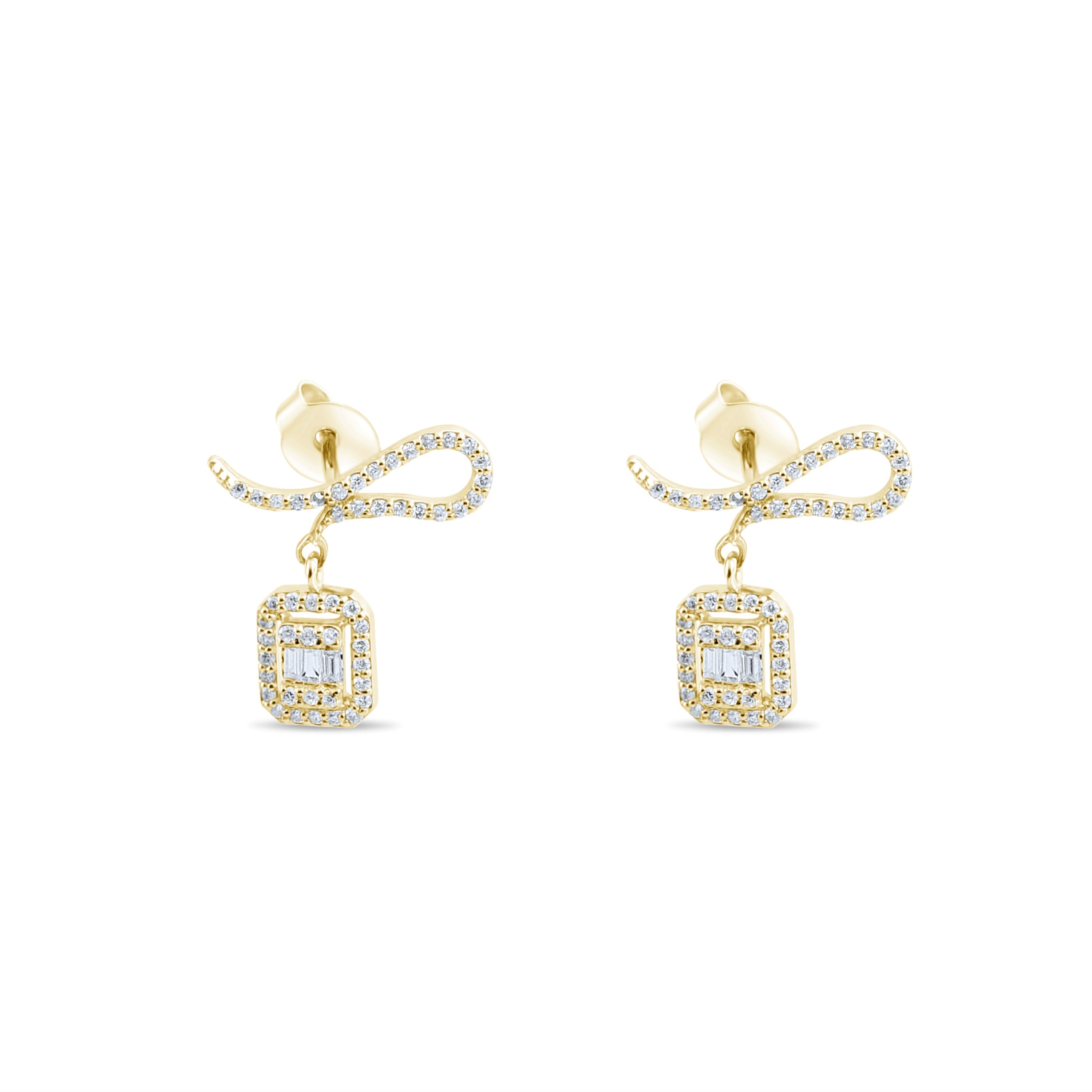 0.14 Carat Baguette Diamond Earrings – Elegant Fine Jewelry Design - Gold Stone Diamond