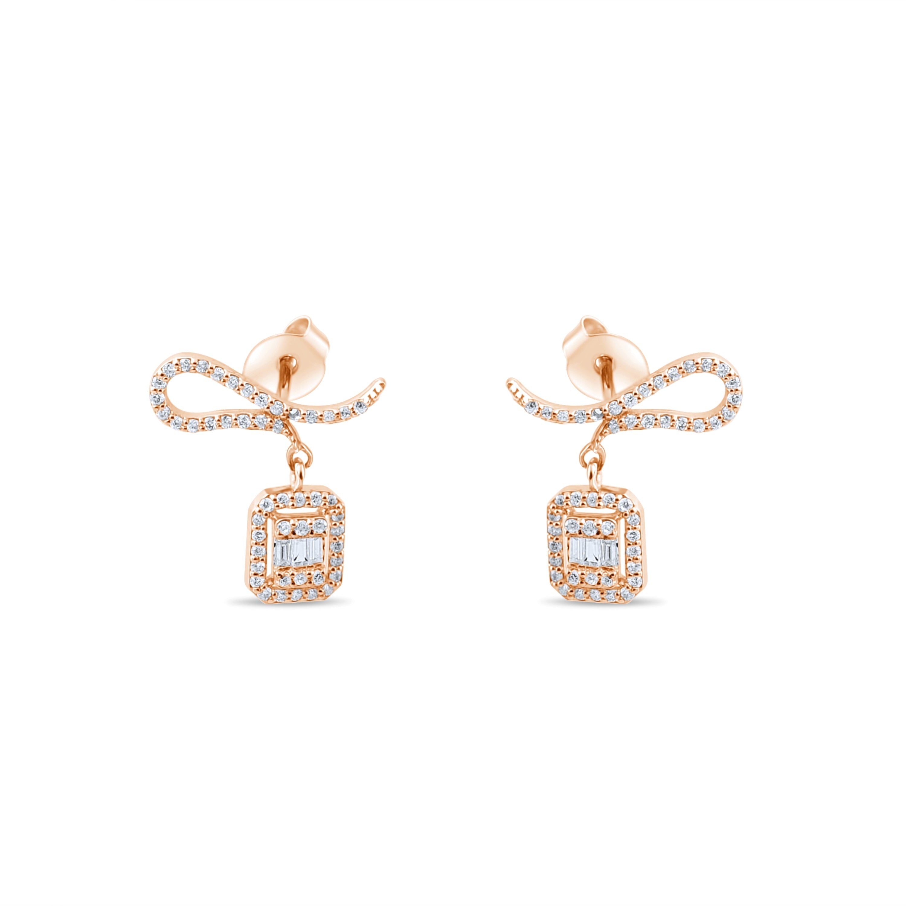 0.14 Carat Baguette Diamond Earrings – Elegant Fine Jewelry Design - Gold Stone Diamond