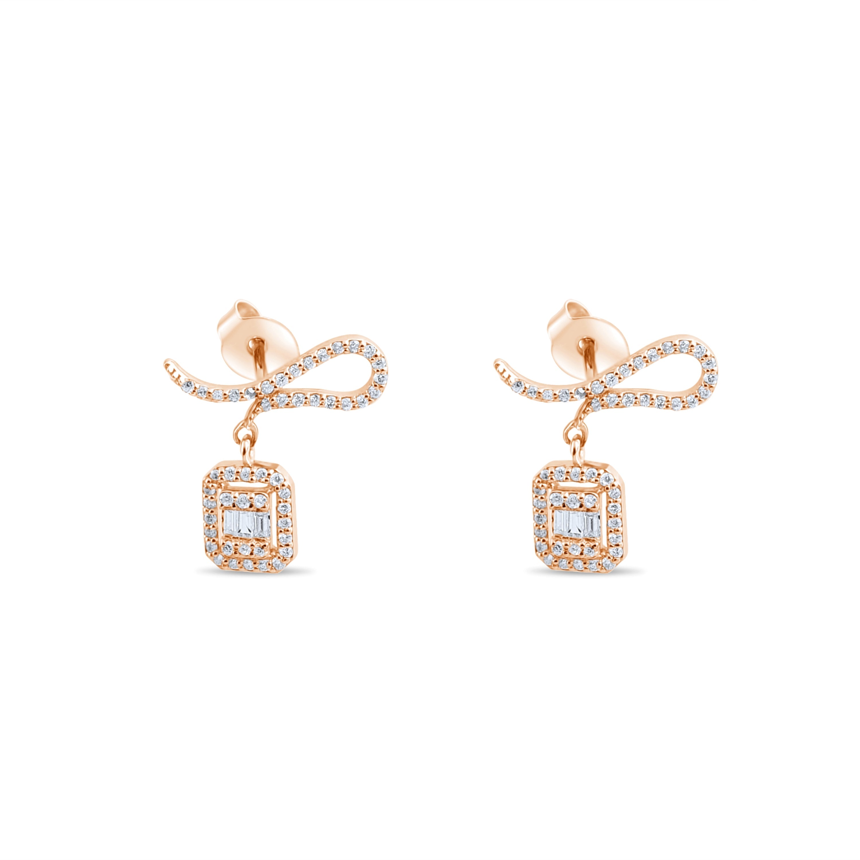 0.14 Carat Baguette Diamond Earrings – Elegant Fine Jewelry Design - Gold Stone Diamond