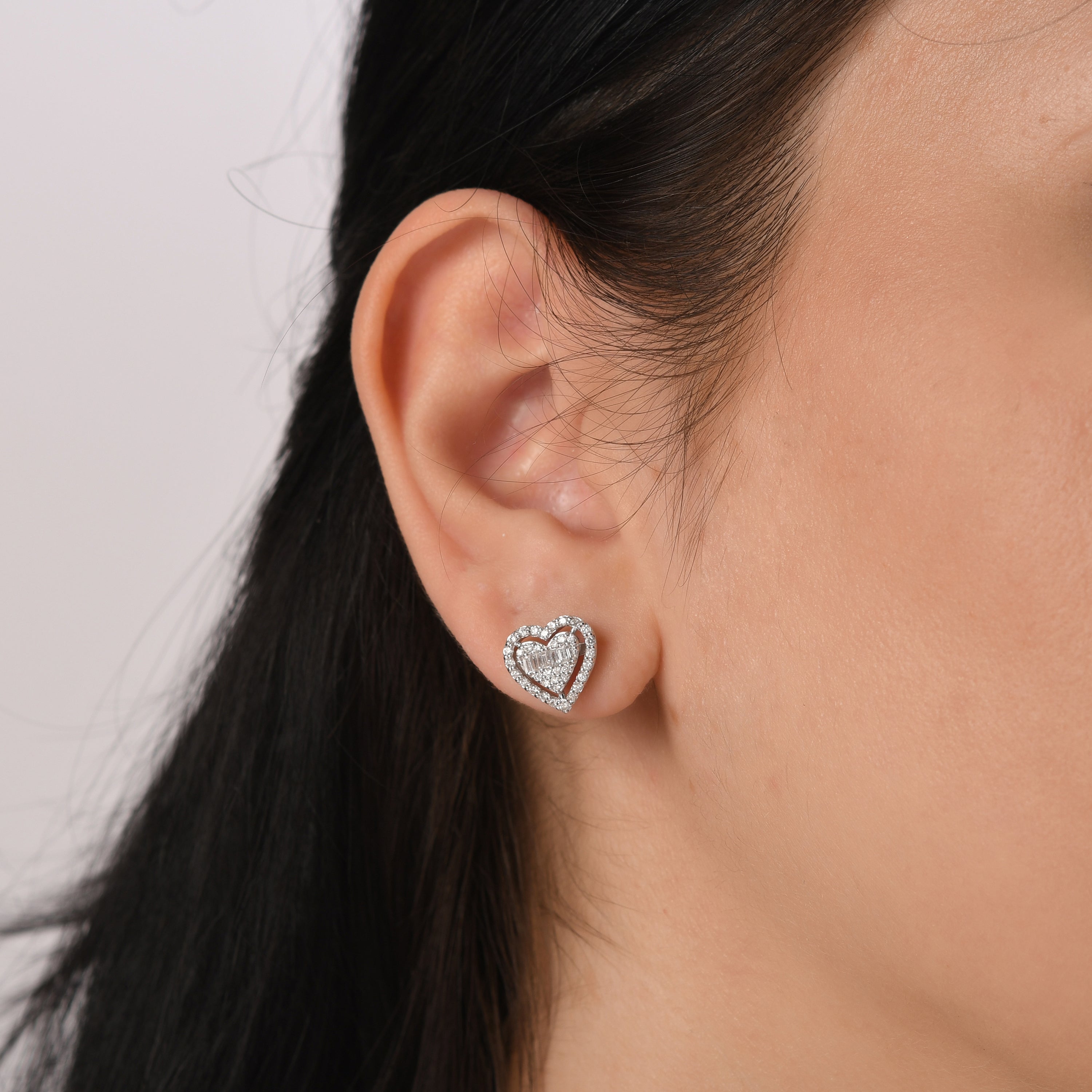 0.23 Carat Baguette Diamond Floral Earrings – Fine Jewelry Design - Gold Stone Diamond