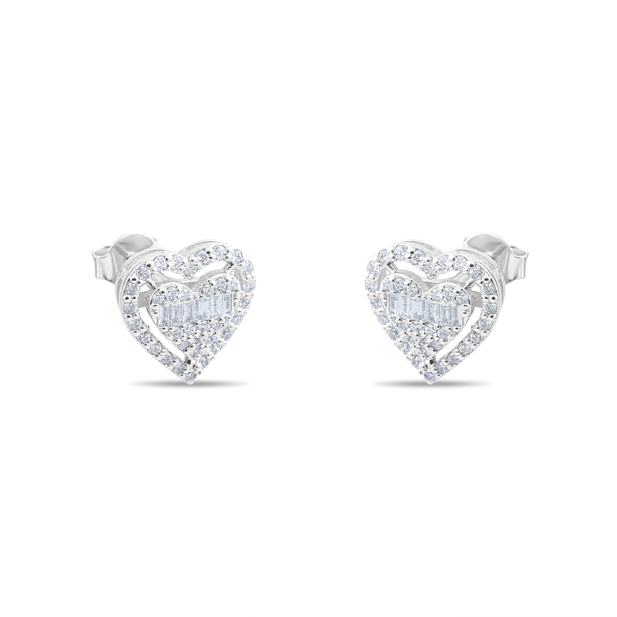 0.23 Carat Baguette Diamond Floral Earrings – Fine Jewelry Design - Gold Stone Diamond