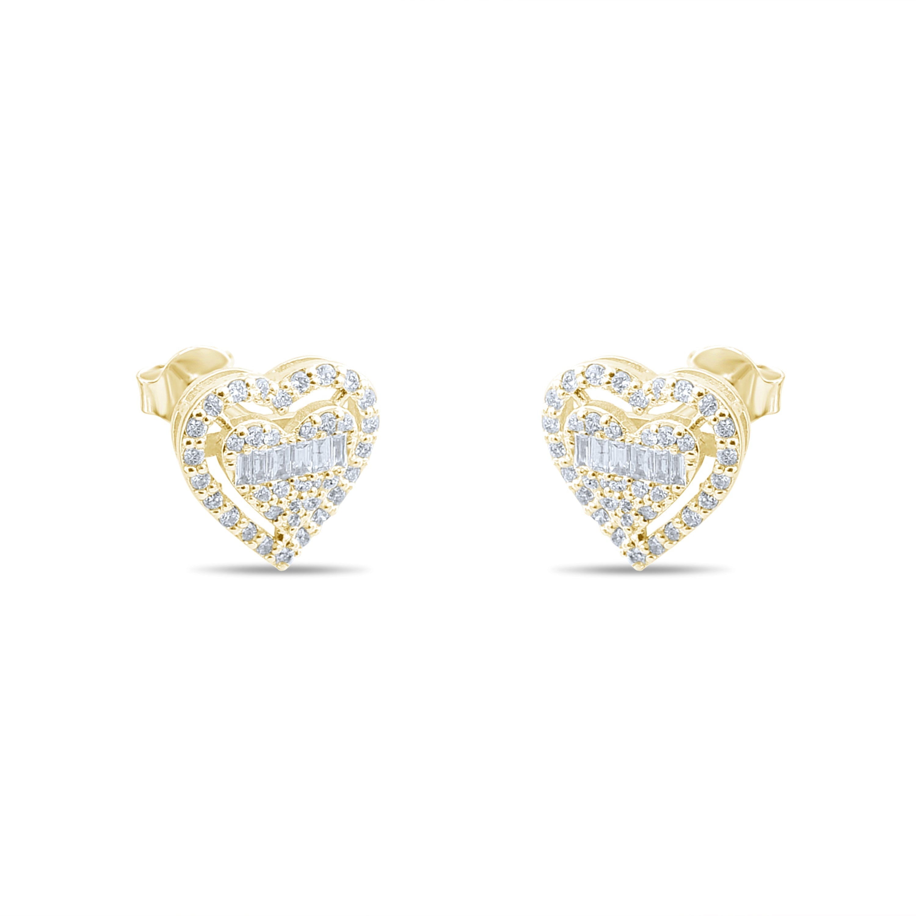 0.23 Carat Baguette Diamond Floral Earrings – Fine Jewelry Design - Gold Stone Diamond