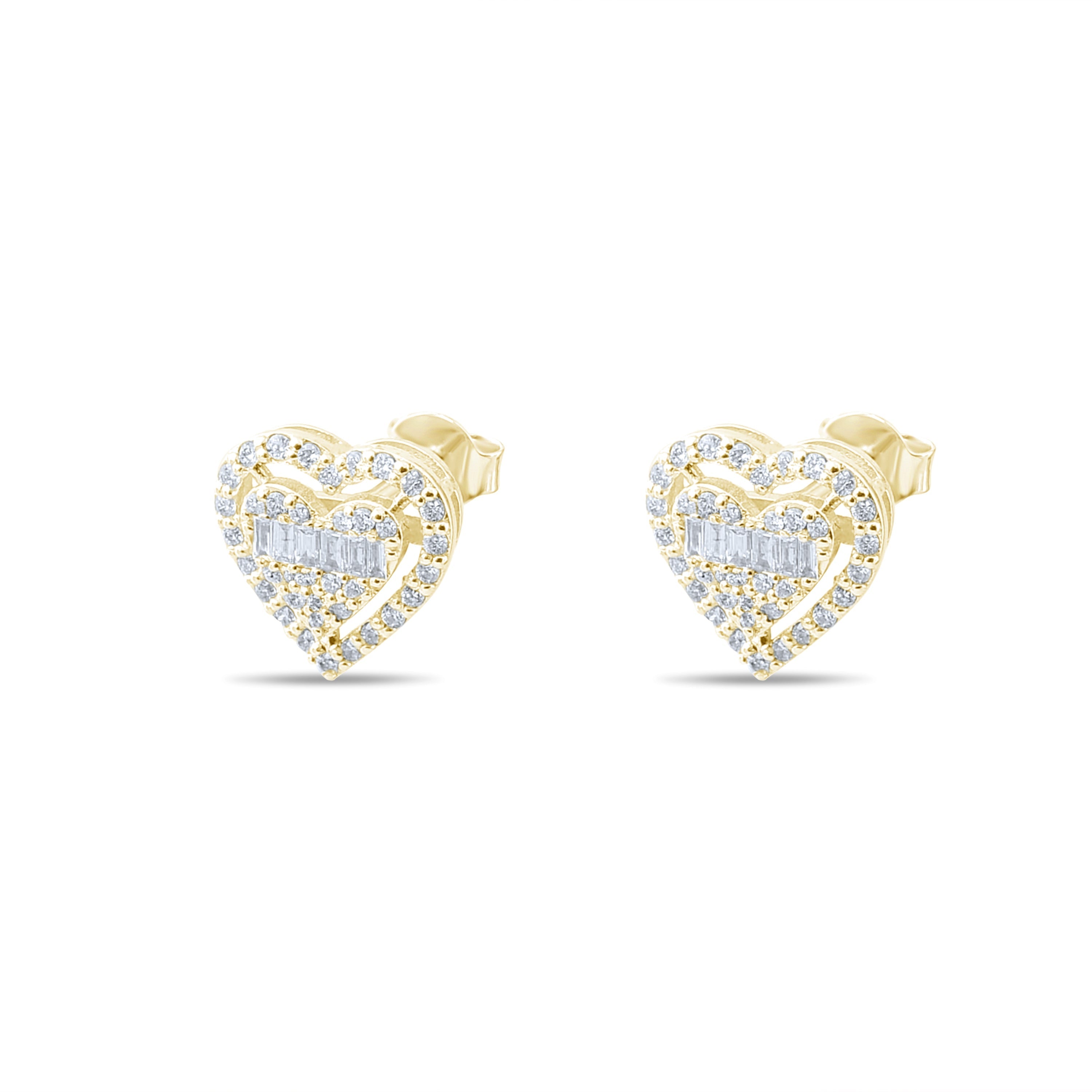 0.23 Carat Baguette Diamond Floral Earrings – Fine Jewelry Design - Gold Stone Diamond