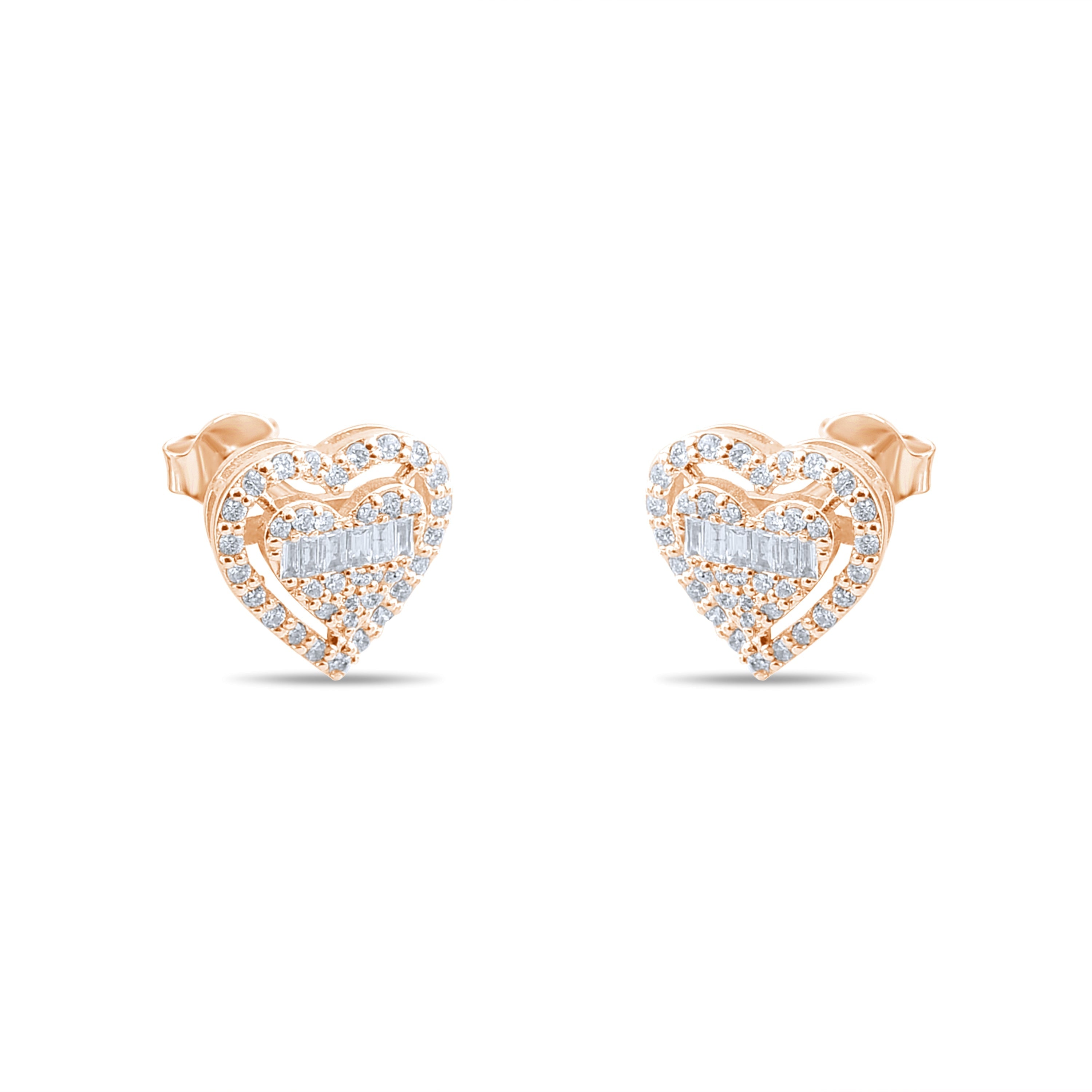 0.23 Carat Baguette Diamond Floral Earrings – Fine Jewelry Design - Gold Stone Diamond