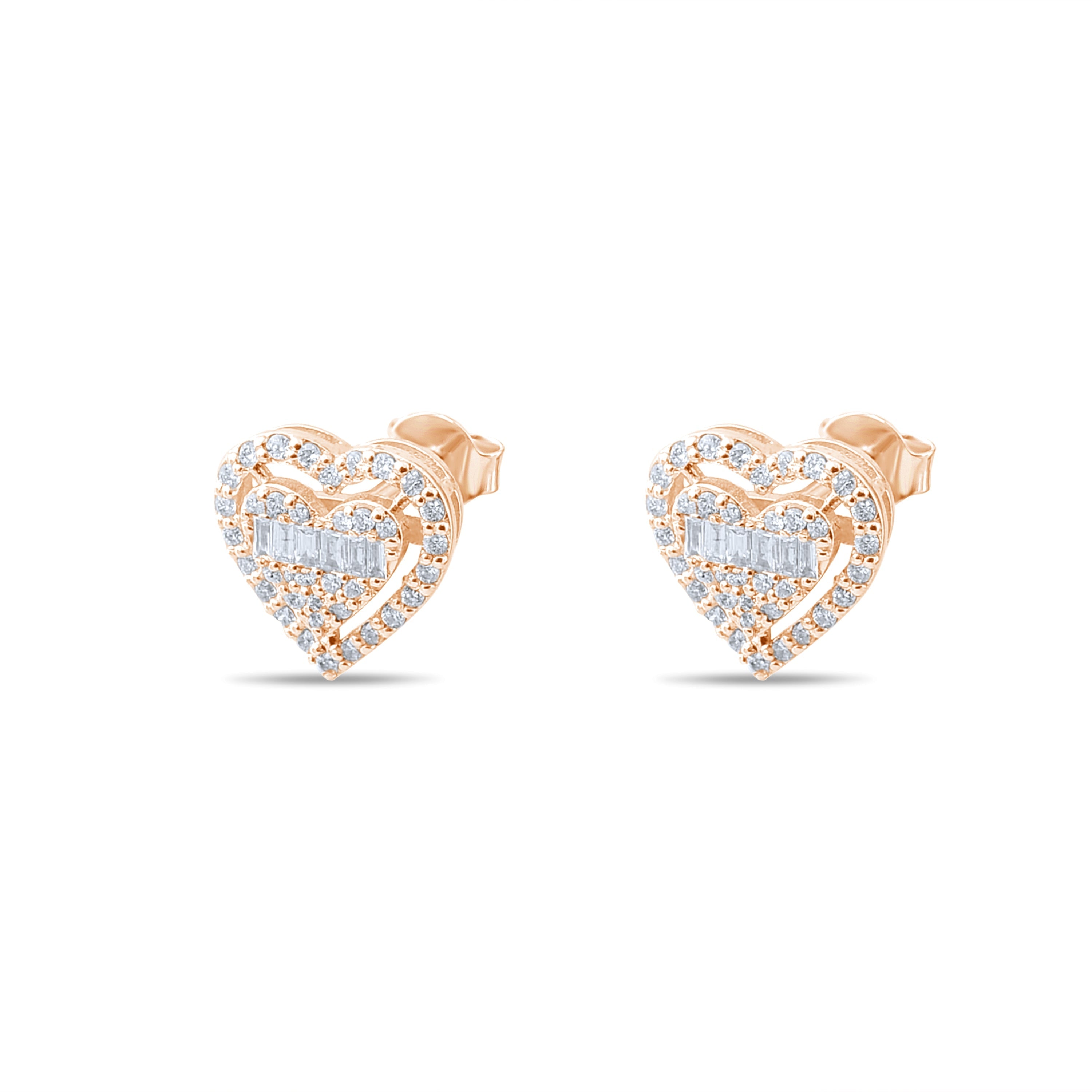 0.23 Carat Baguette Diamond Floral Earrings – Fine Jewelry Design - Gold Stone Diamond