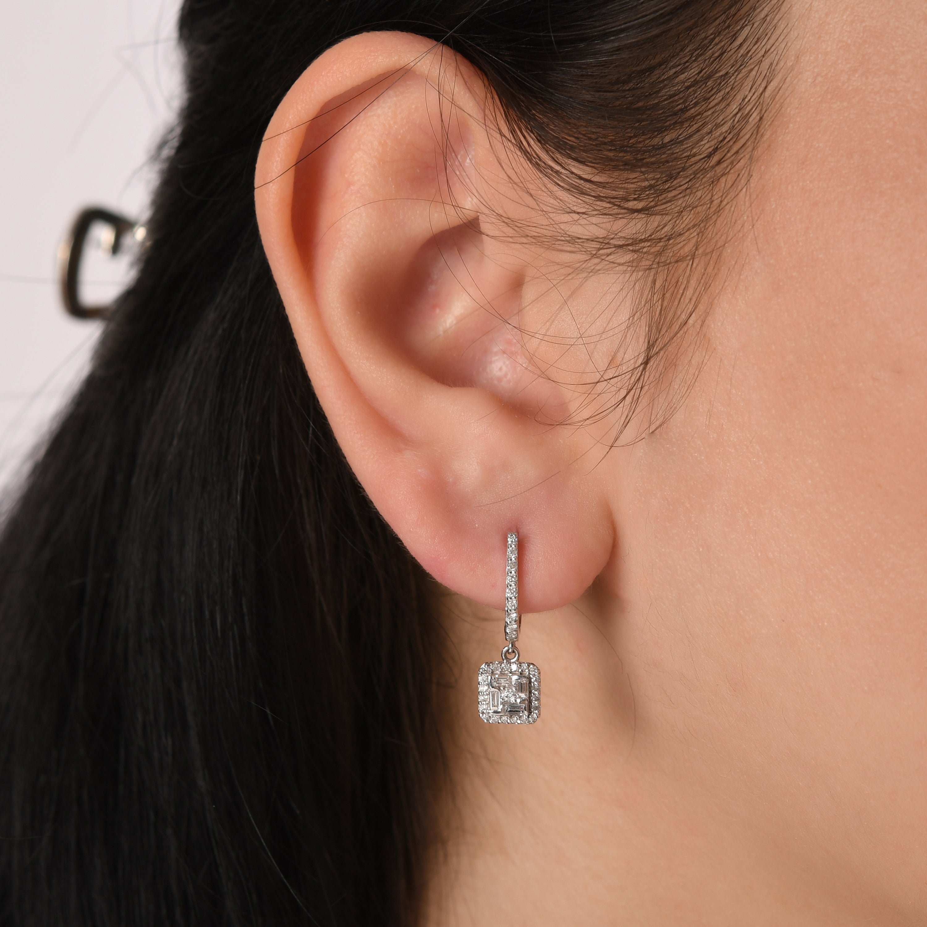 0.42 Carat Baguette Diamond Earrings – Elegant Fine Jewelry Design - Gold Stone Diamond