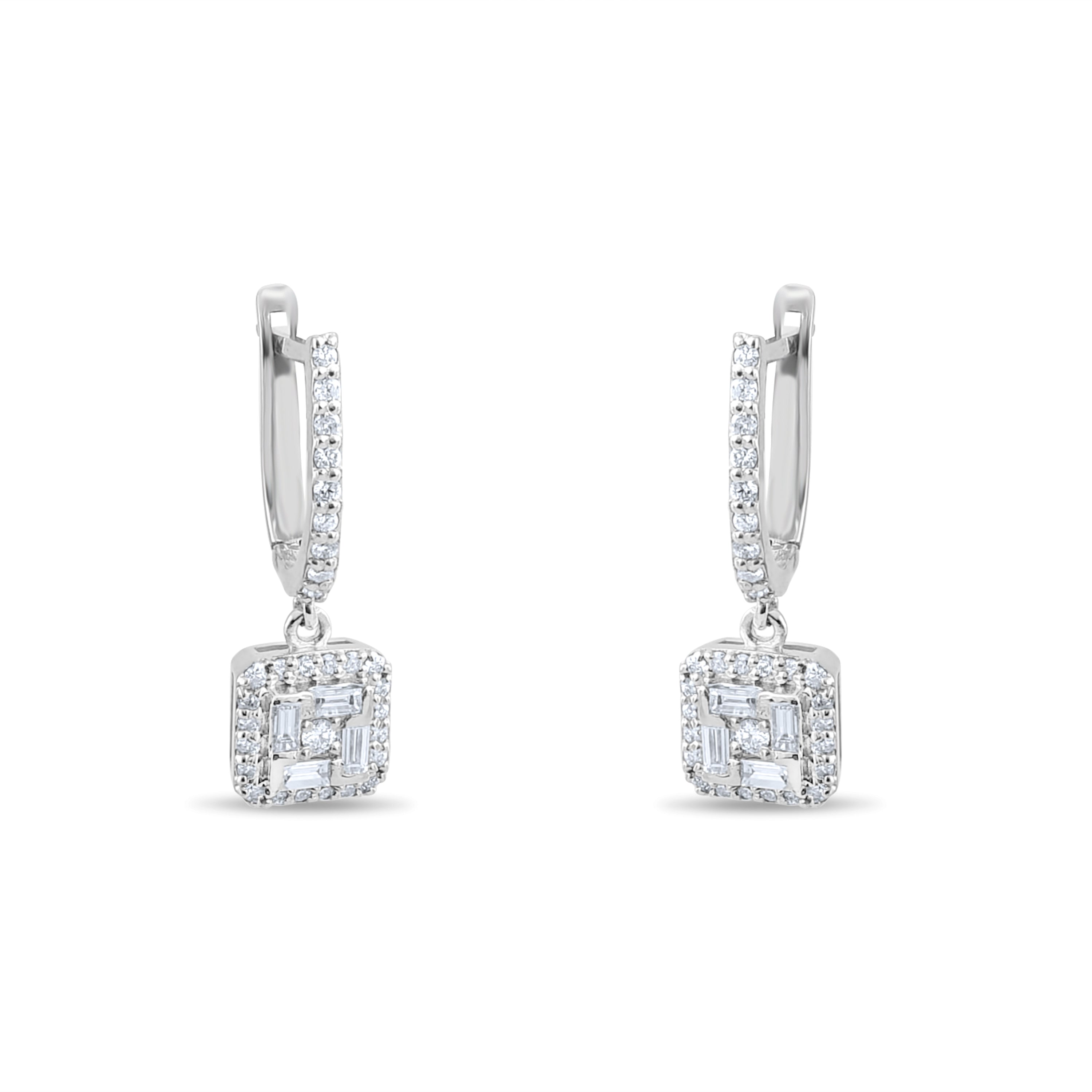 0.42 Carat Baguette Diamond Earrings – Elegant Fine Jewelry Design - Gold Stone Diamond