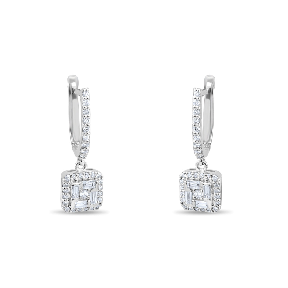 0.42 Carat Baguette Diamond Earrings – Elegant Fine Jewelry Design - Gold Stone Diamond
