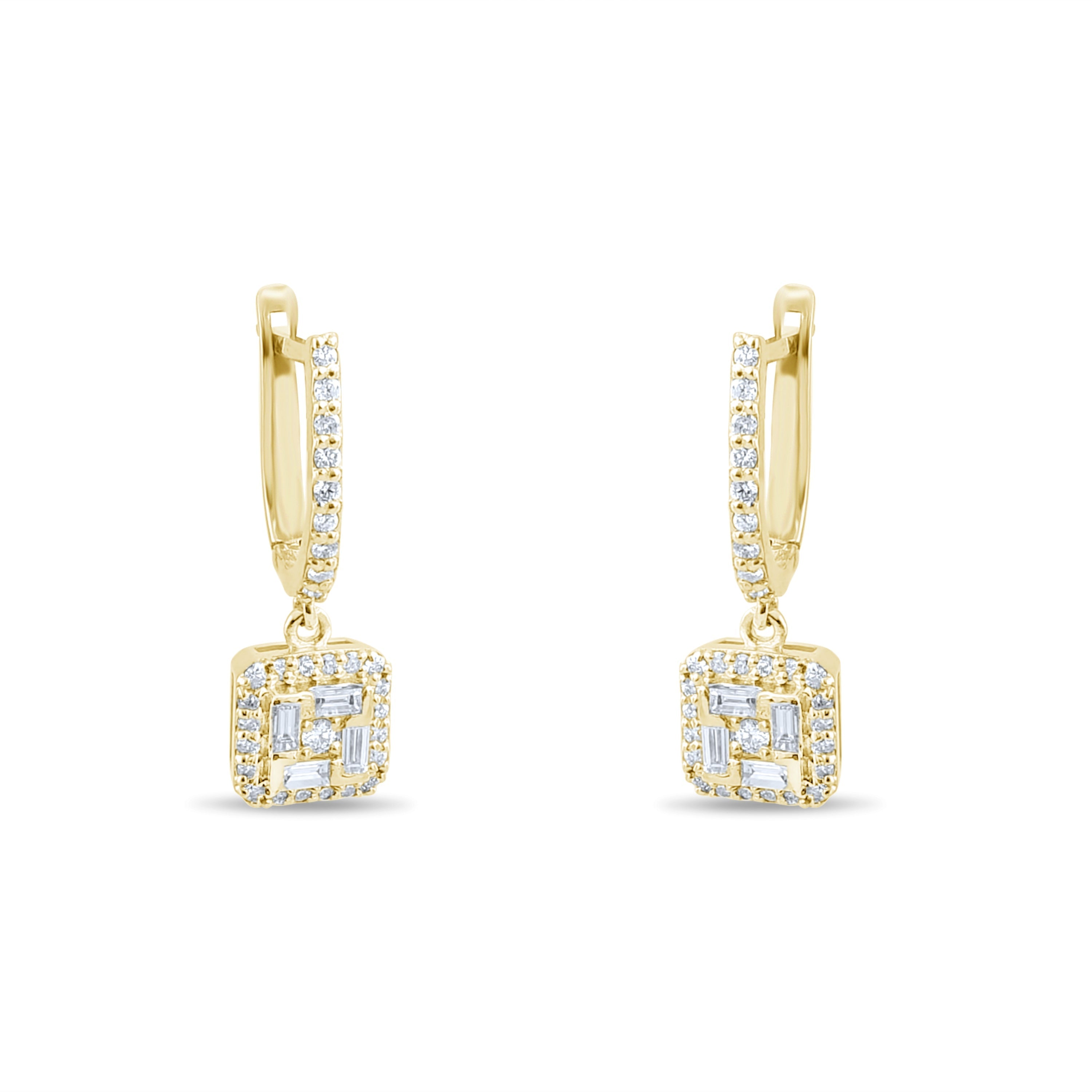 0.42 Carat Baguette Diamond Earrings – Elegant Fine Jewelry Design - Gold Stone Diamond