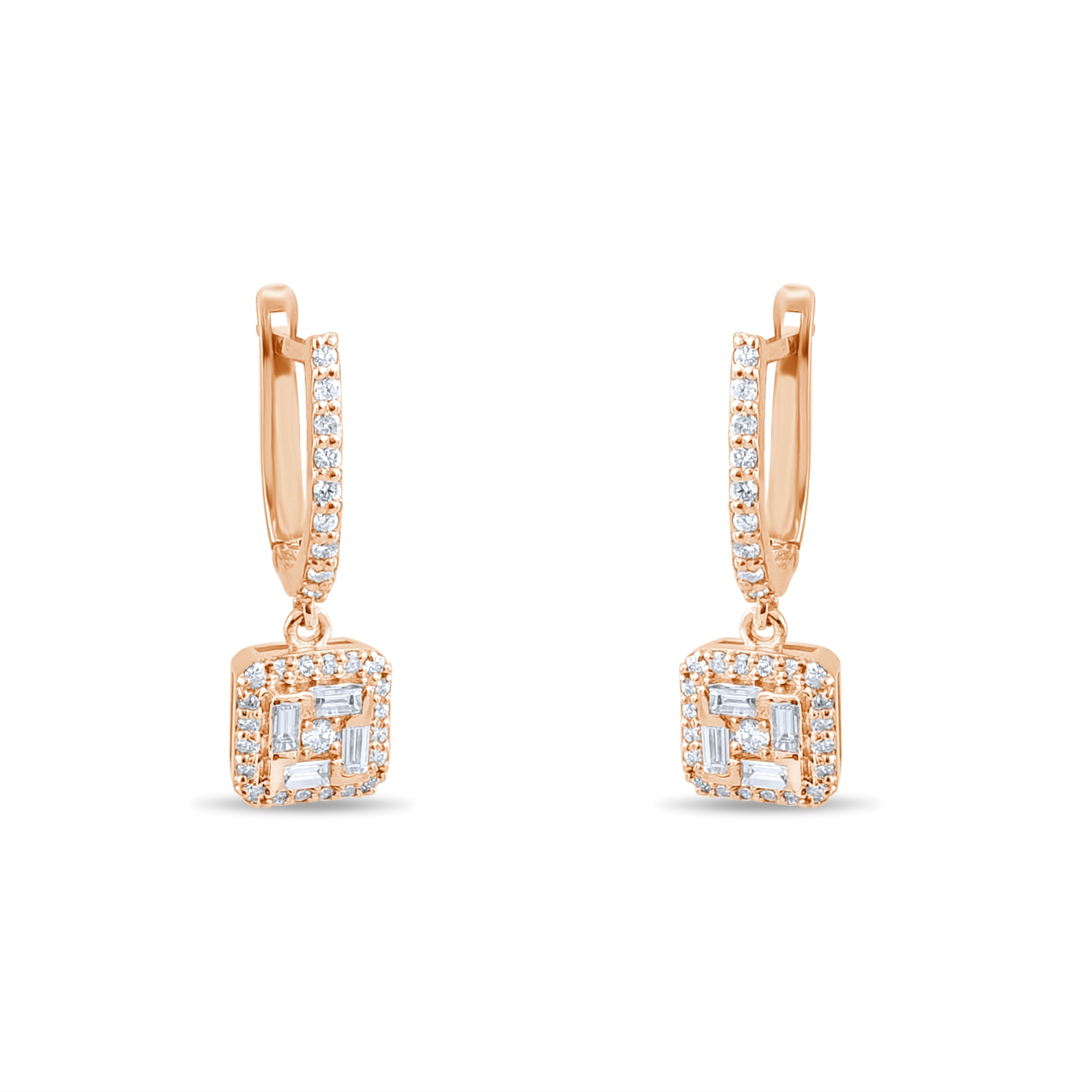 0.42 Carat Baguette Diamond Earrings – Elegant Fine Jewelry Design - Gold Stone Diamond