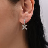 0.76 Carat Baguette Diamond Floral Earrings – Fine Jewelry Design - Gold Stone Diamond