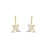 0.76 Carat Baguette Diamond Floral Earrings – Fine Jewelry Design - Gold Stone Diamond