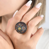 7.41 Carat Natural Diamond and Ruby Ring – Fine Jewelry Design - Gold Stone Diamond