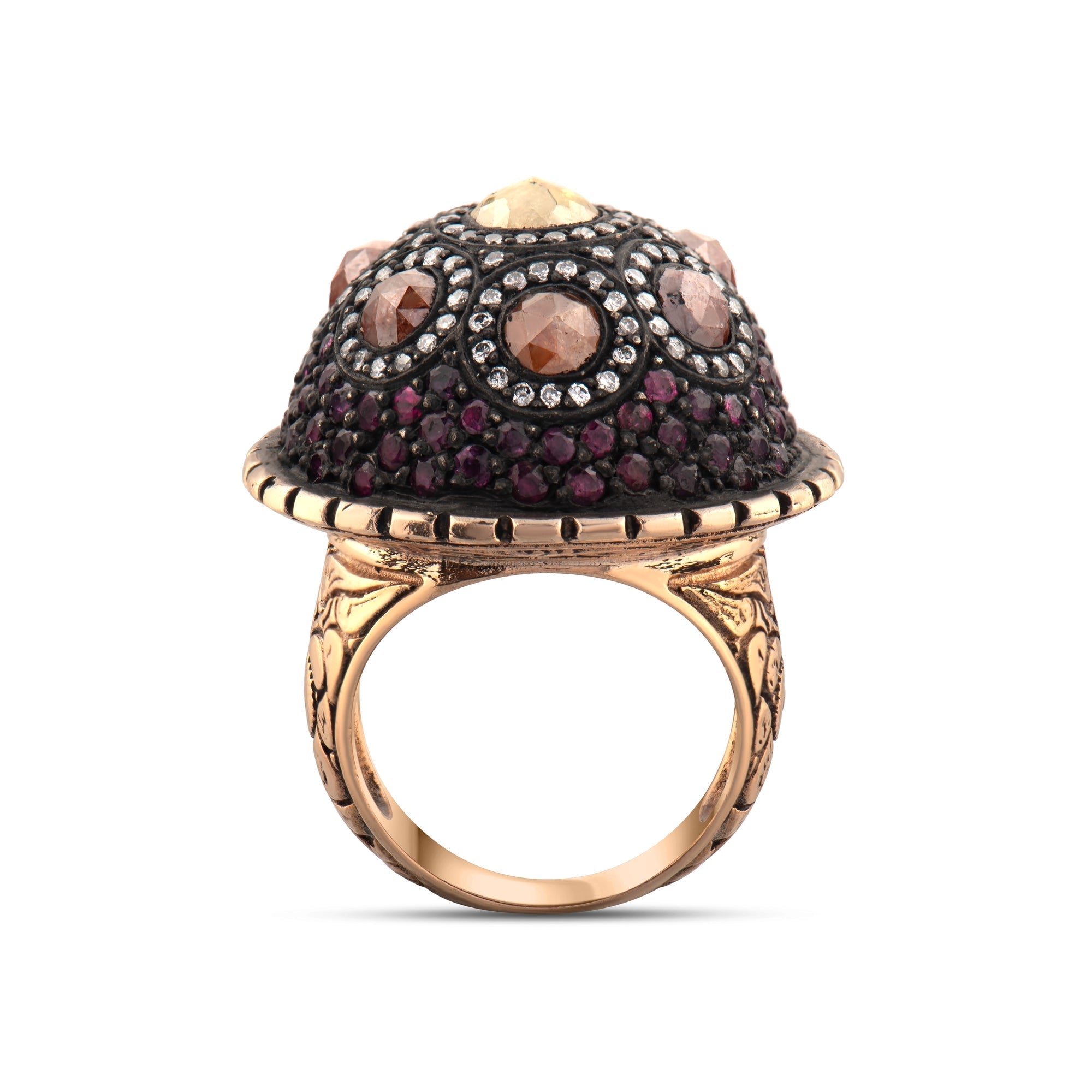 7.41 Carat Natural Diamond and Ruby Ring – Fine Jewelry Design - Gold Stone Diamond