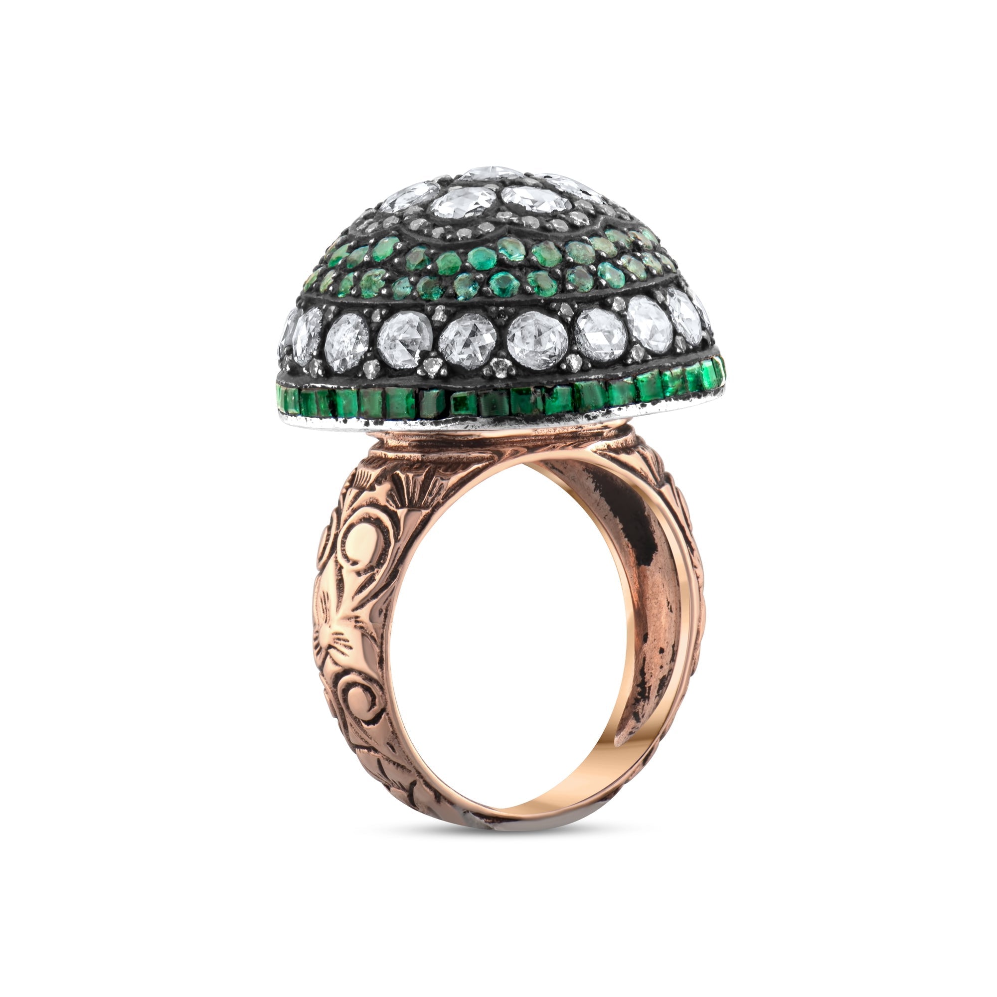 11.53 Carat Natural Diamond and Emerald Ring – Fine Jewelry Design - Gold Stone Diamond