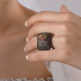 6.00 Carat Natural Black Diamond and Sapphire Starfish Design Ring - Gold Stone Diamond