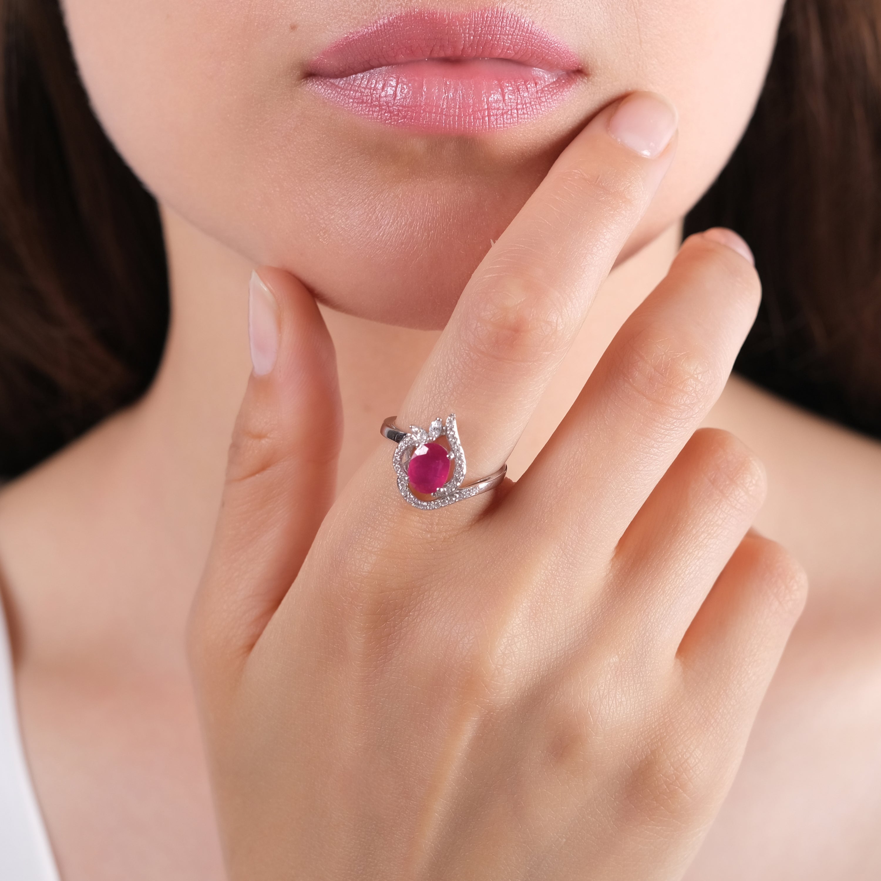 2.68 Carat Natural Diamond and Ruby Ring – Fine Jewelry Design - Gold Stone Diamond
