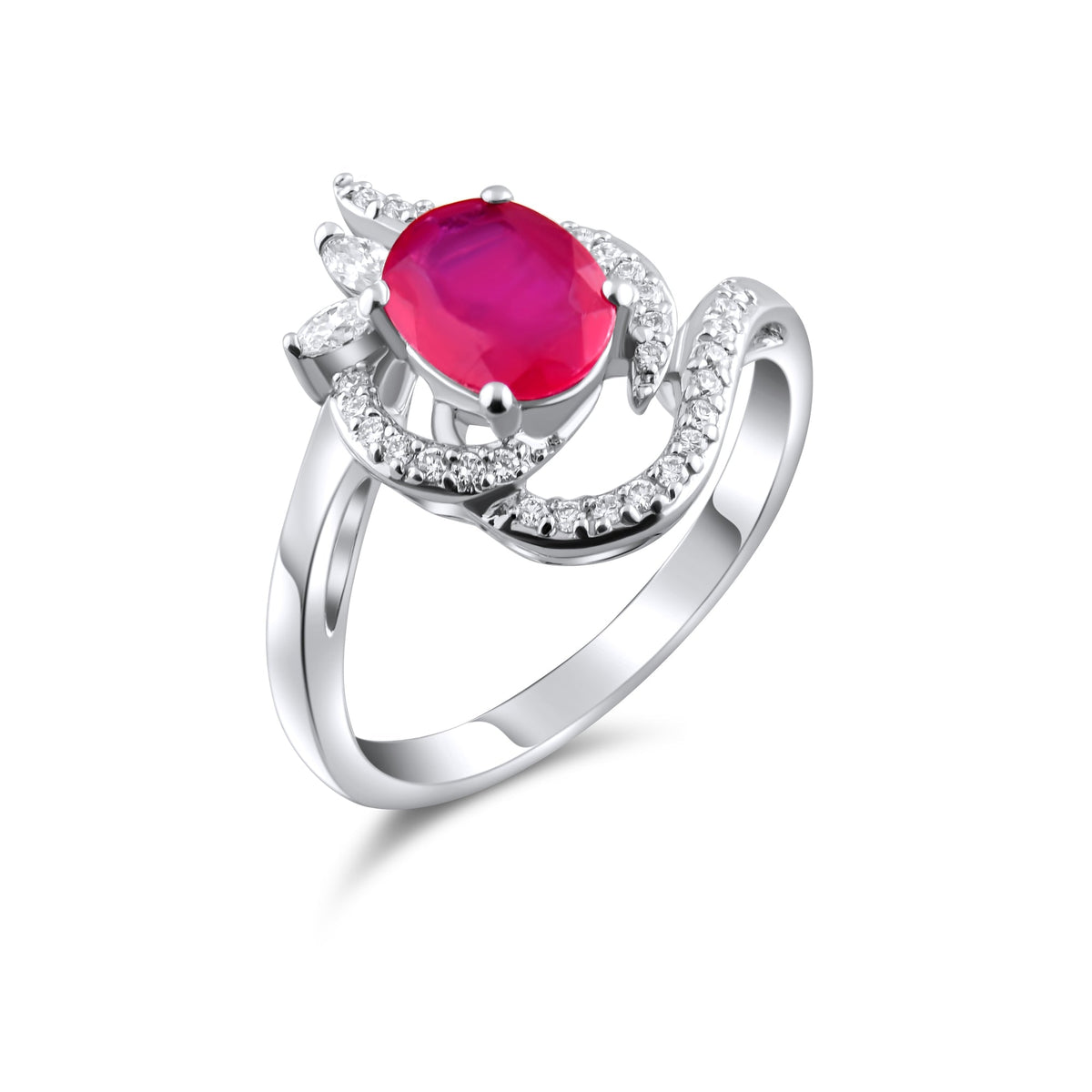 2.68 Carat Natural Diamond and Ruby Ring – Fine Jewelry Design - Gold Stone Diamond