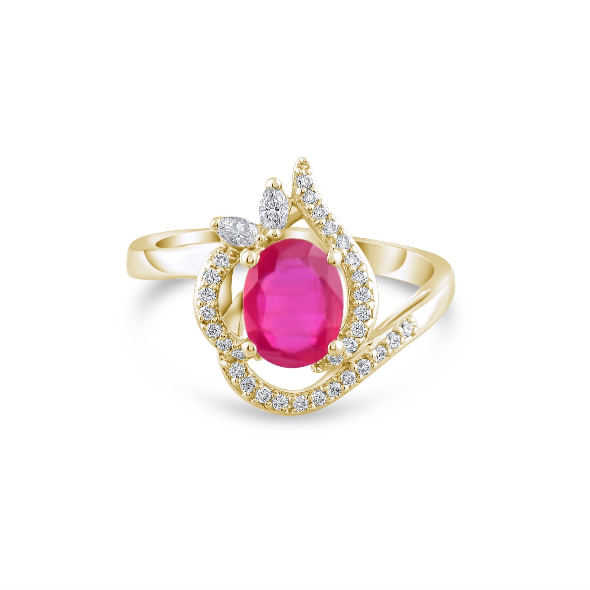 2.68 Carat Natural Diamond and Ruby Ring – Fine Jewelry Design - Gold Stone Diamond