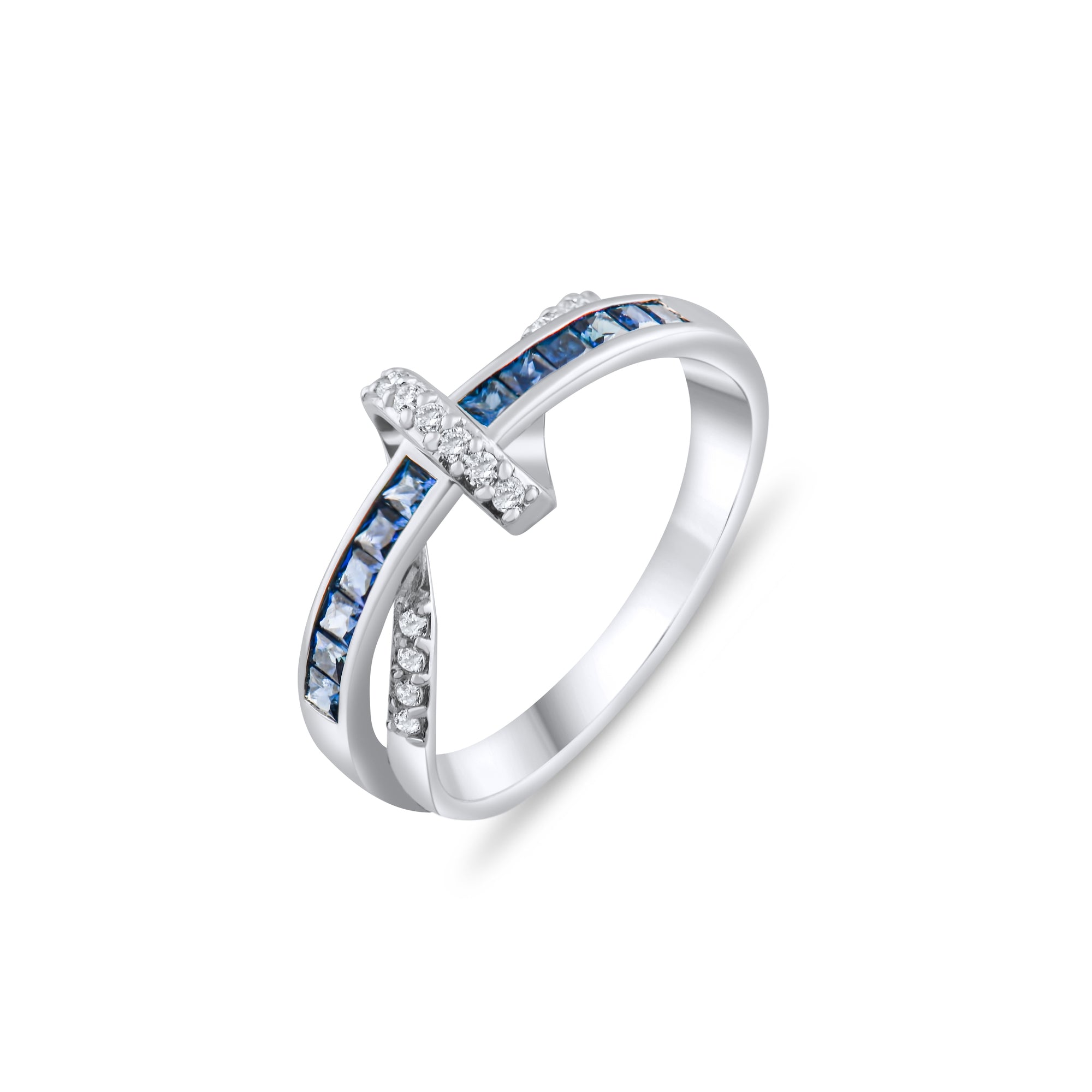 0.34 Carat Natural Diamond and Sapphire Ring – Fine Jewelry Design - Gold Stone Diamond