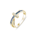 0.34 Carat Natural Diamond and Sapphire Ring – Fine Jewelry Design - Gold Stone Diamond
