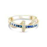 0.34 Carat Natural Diamond and Sapphire Ring – Fine Jewelry Design - Gold Stone Diamond