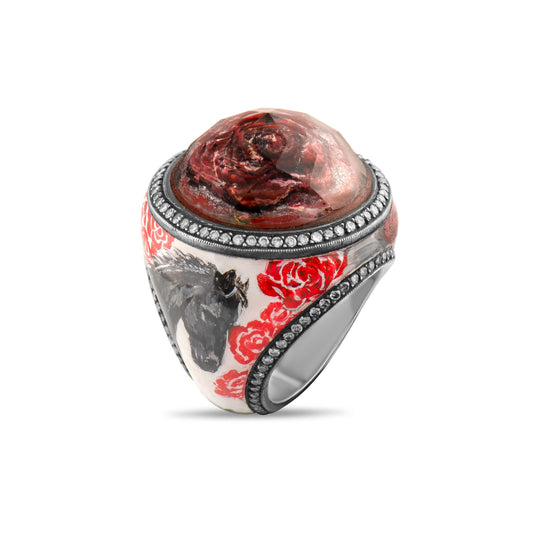 2.40 Carat Natural Diamond Rose Design Ring – Fine Jewelry Design - Gold Stone Diamond