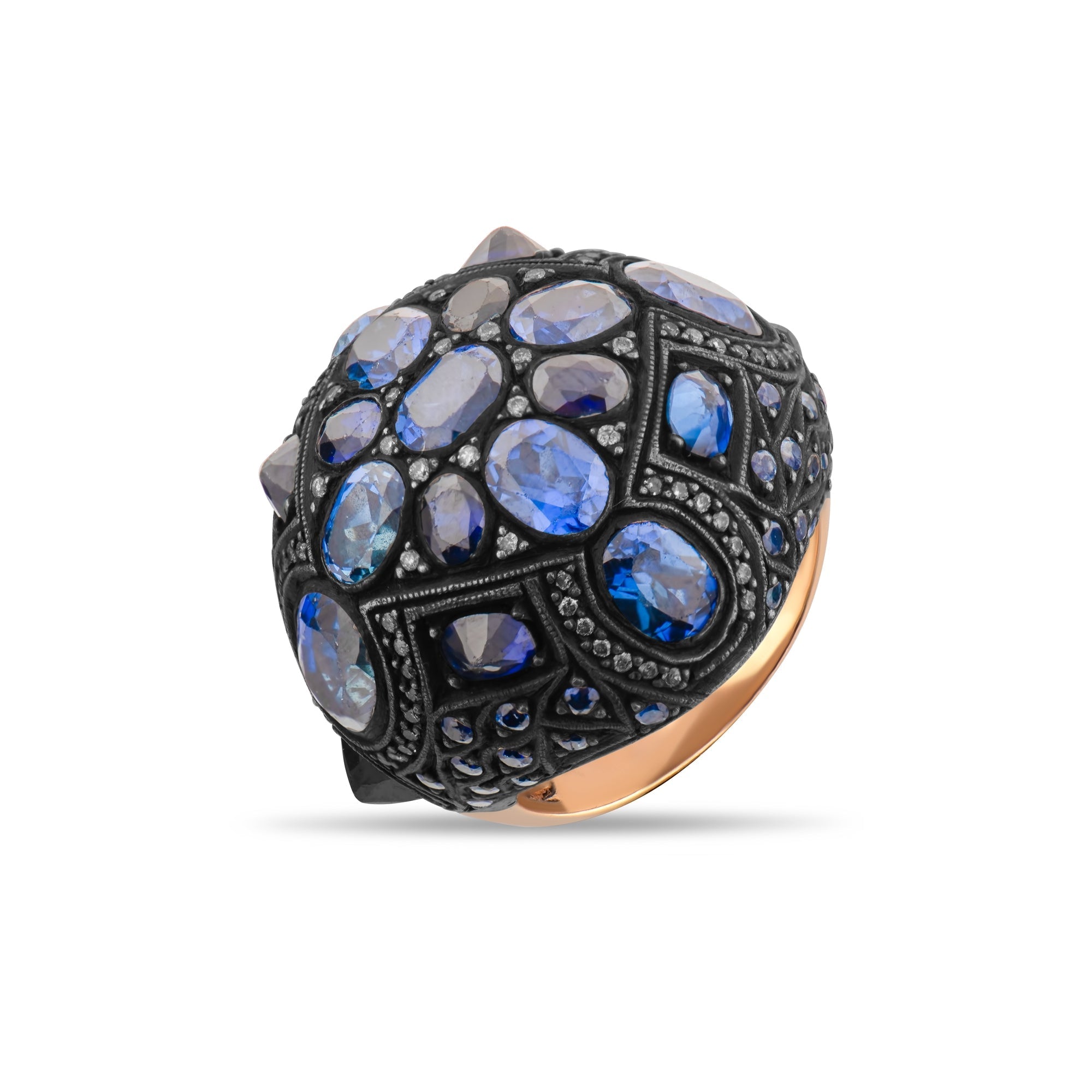 25.67 Carat Natural Diamond and Sapphire Ring – Fine Jewelry Design - Gold Stone Diamond