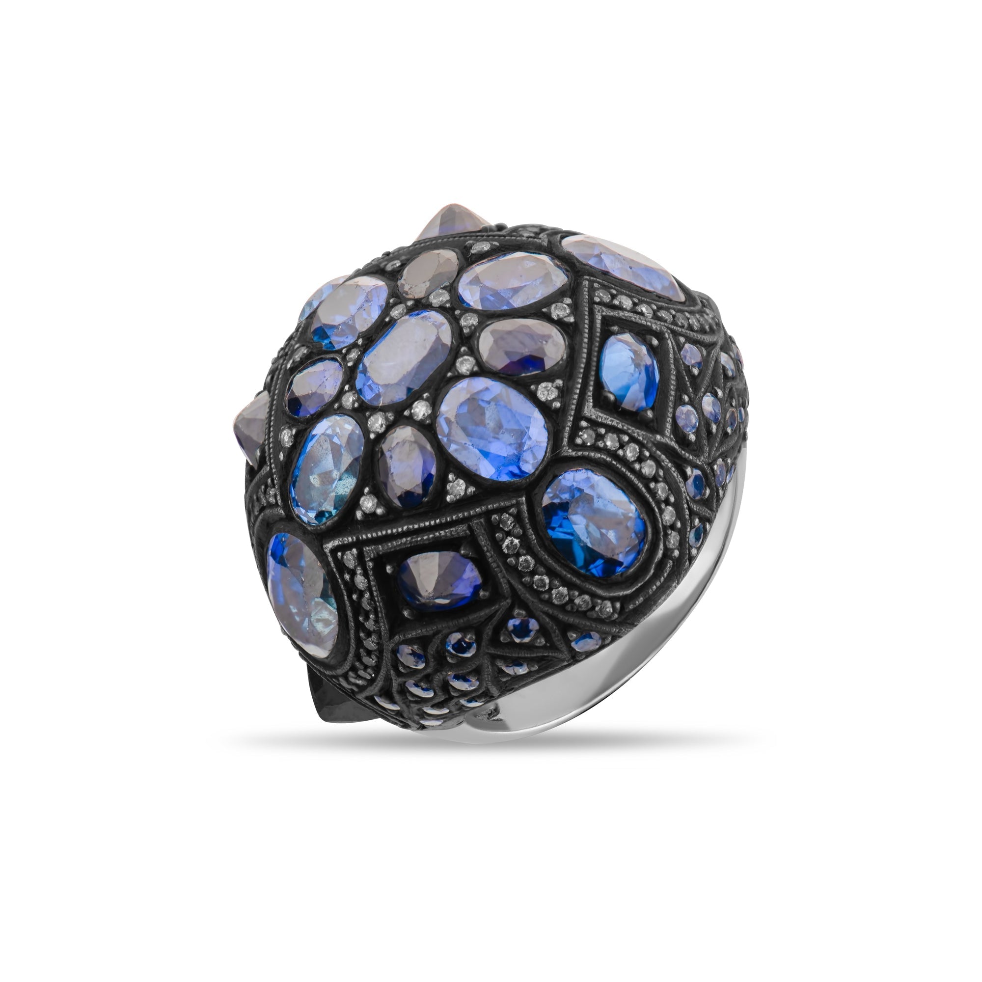 25.67 Carat Natural Diamond and Sapphire Ring – Fine Jewelry Design - Gold Stone Diamond