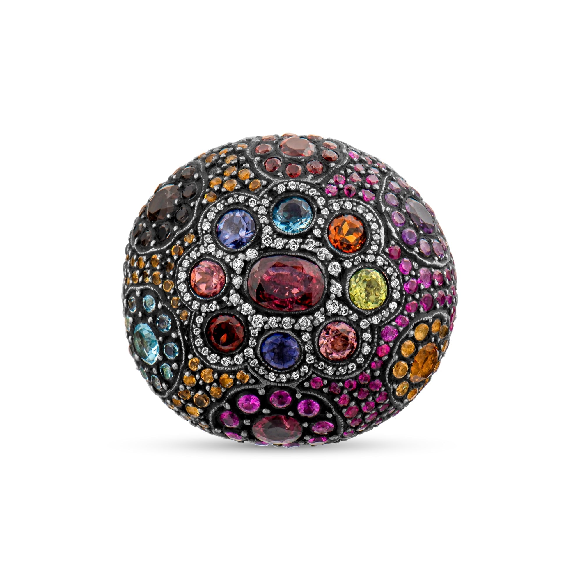 2.96 Carat Natural Diamond and Rhodolite Ring – Fine Jewelry Design - Gold Stone Diamond