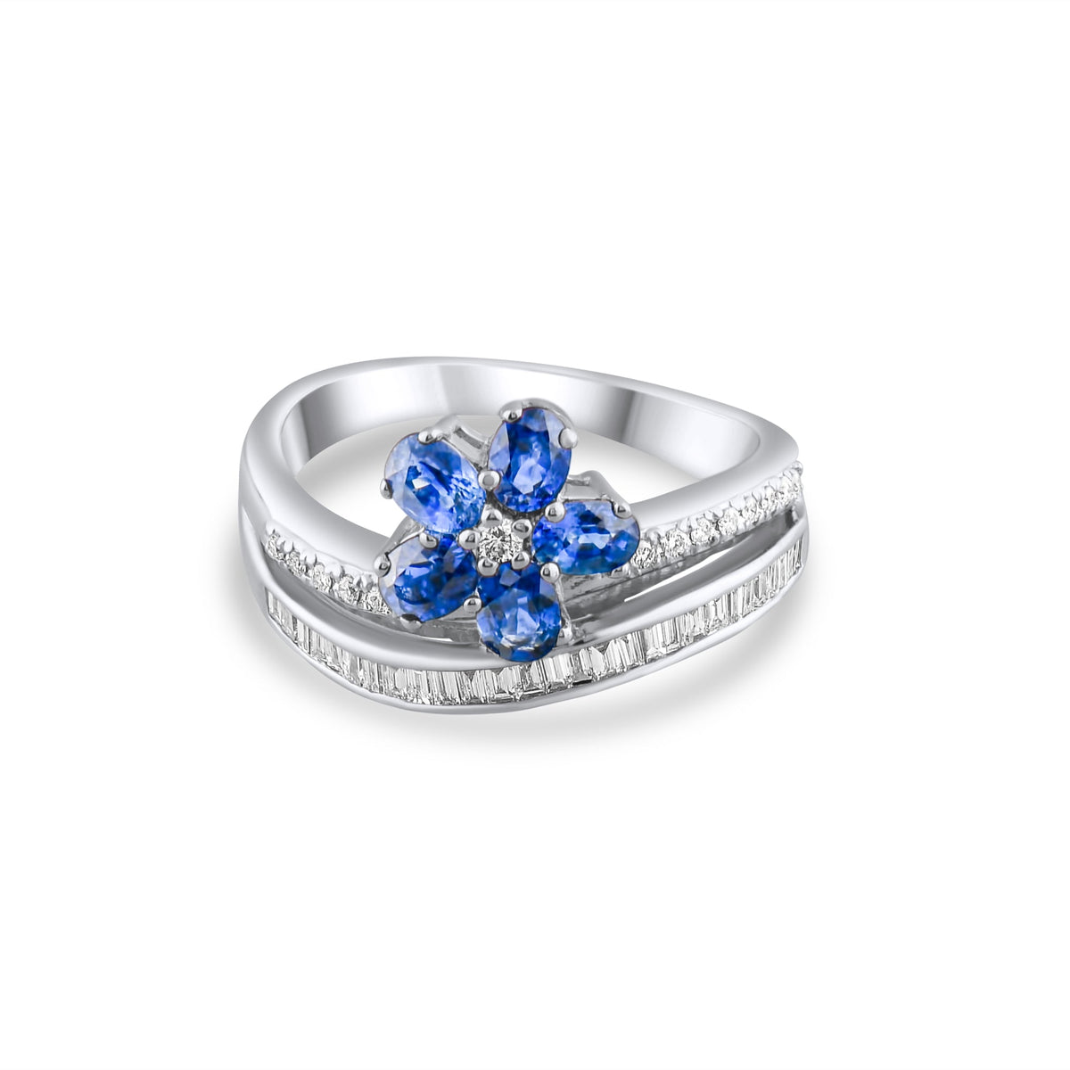 1.07 Carat Natural Diamond and Sapphire Ring – Fine Jewelry Design - Gold Stone Diamond