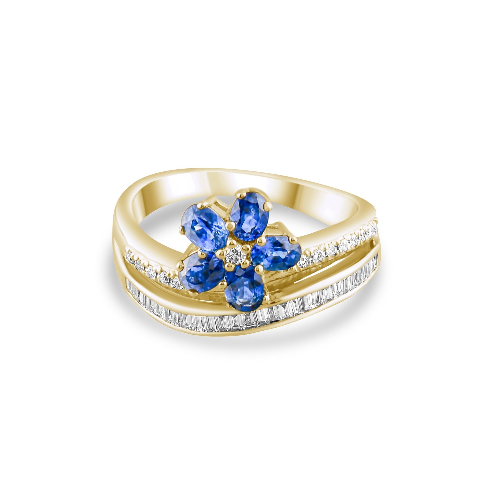 1.07 Carat Natural Diamond and Sapphire Ring – Fine Jewelry Design - Gold Stone Diamond