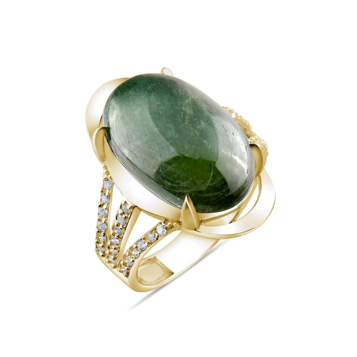 1.43 Carat Natural Diamond and Emerald Ring – Fine Jewelry Design - Gold Stone Diamond