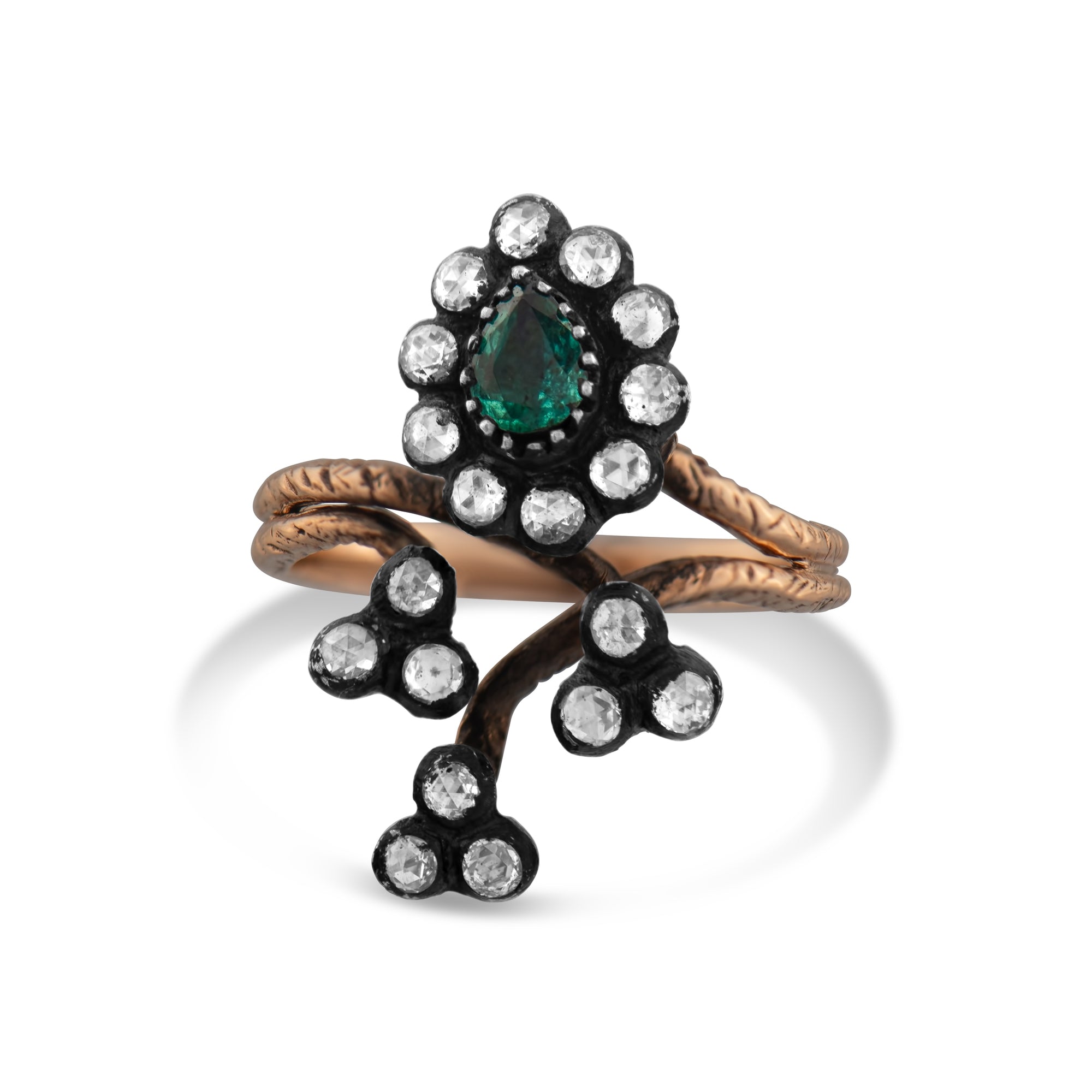 0.72 Carat Natural Diamond and Emerald Ring – Fine Jewelry Design - Gold Stone Diamond
