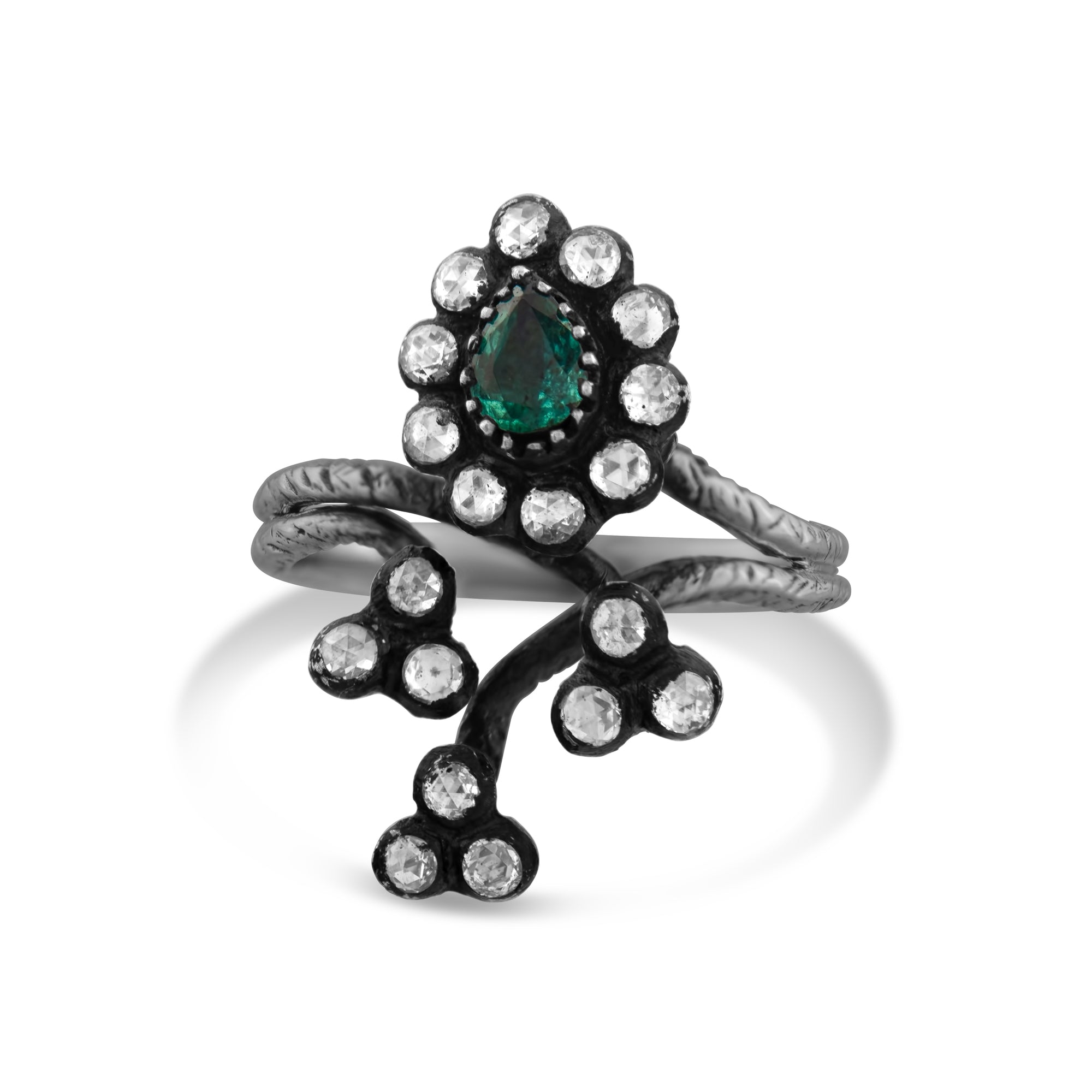 0.72 Carat Natural Diamond and Emerald Ring – Fine Jewelry Design - Gold Stone Diamond