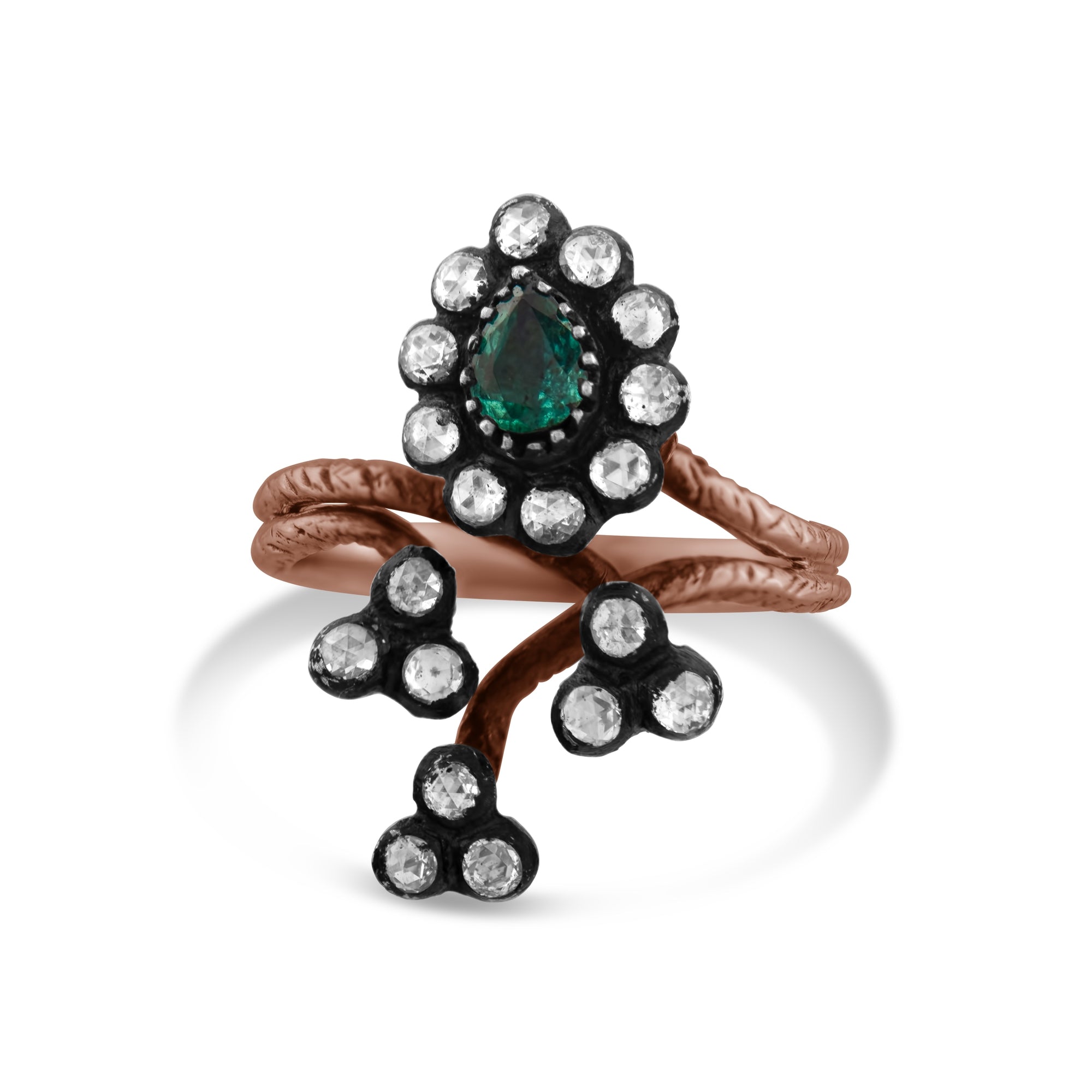 0.72 Carat Natural Diamond and Emerald Ring – Fine Jewelry Design - Gold Stone Diamond