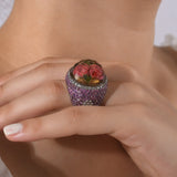 9.35 Carat Natural Diamond and Amethyst Rose Design Ring – Fine Jewelry Design - Gold Stone Diamond