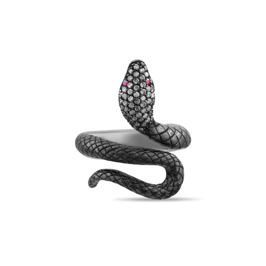 0.40 Carat Natural Diamond and Ruby Snake Design Ring - Gold Stone Diamond