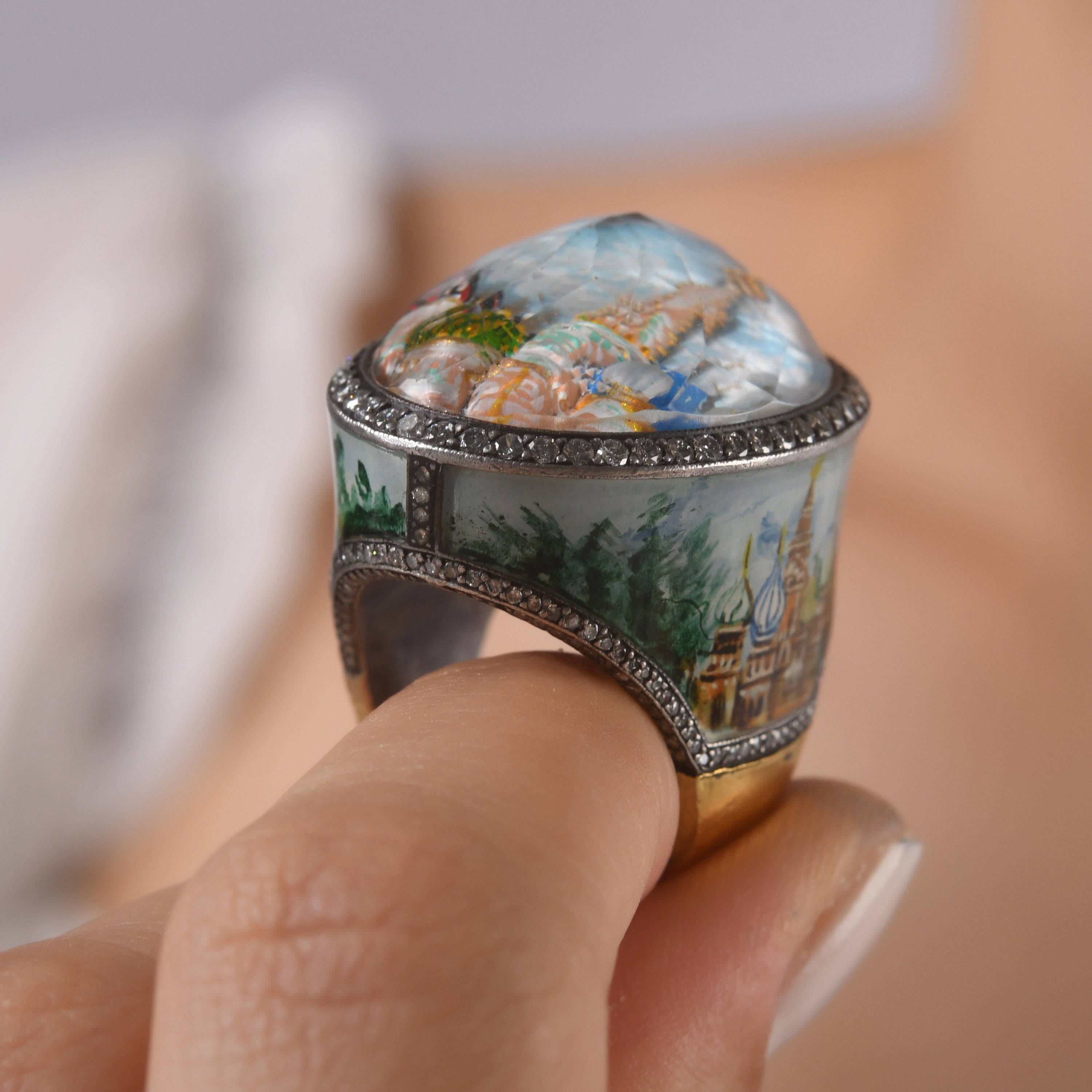 2.13 Carat Natural Diamond Palace Design Ring – Fine Jewelry Design - Gold Stone Diamond
