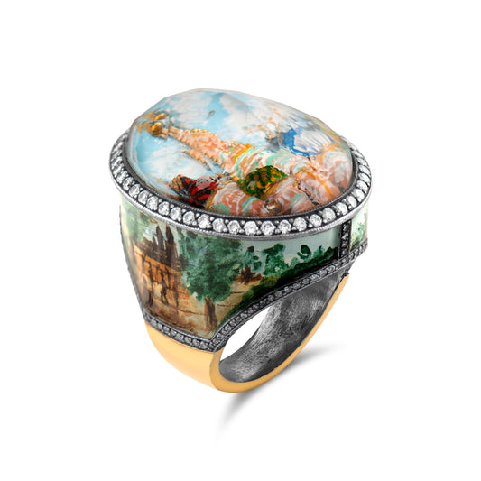 2.13 Carat Natural Diamond Palace Design Ring – Fine Jewelry Design - Gold Stone Diamond