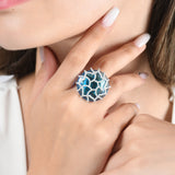 1.32 Carat Natural Diamond and Blue Topaz Ring - Fine Jewelry Design - Gold Stone Diamond