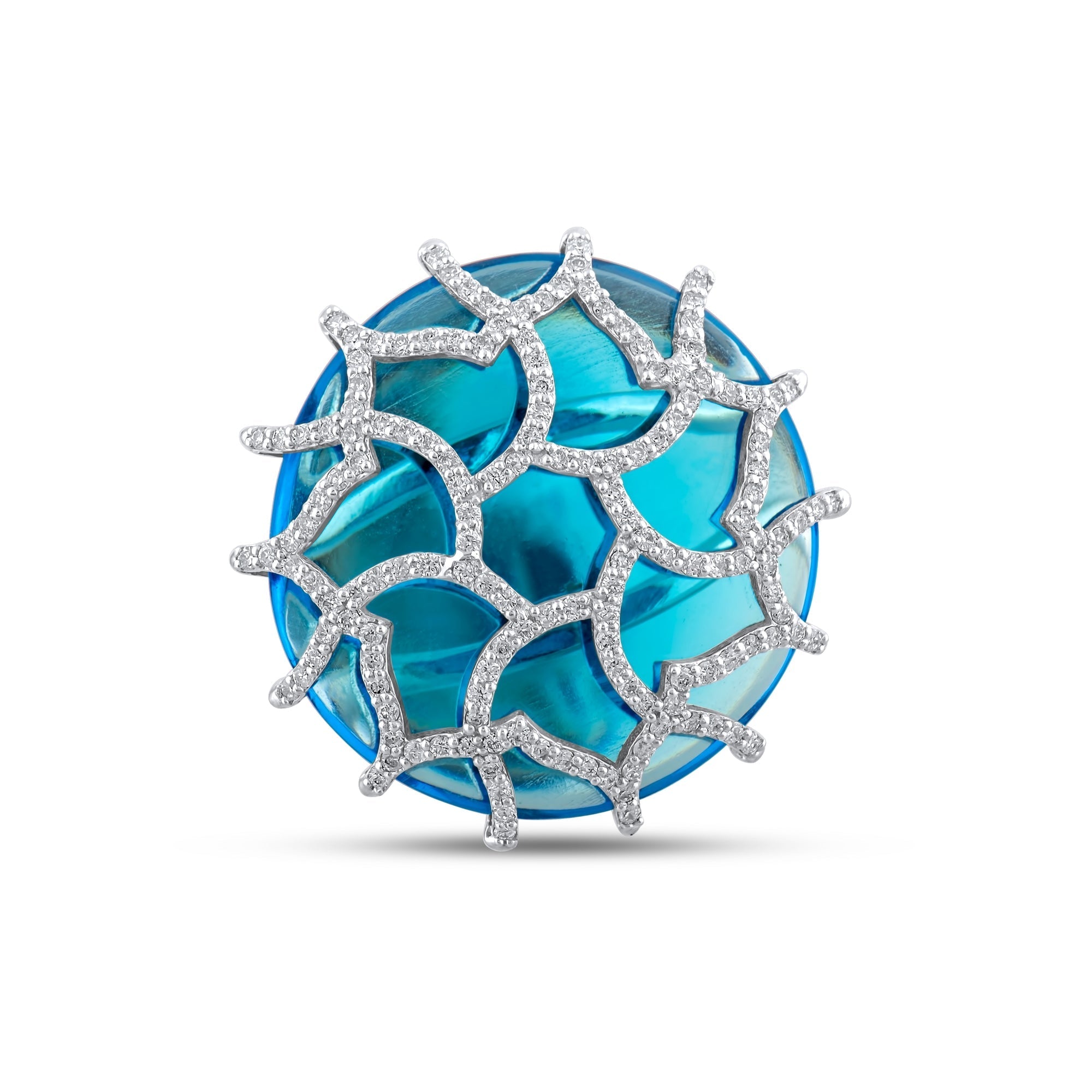 1.32 Carat Natural Diamond and Blue Topaz Ring - Fine Jewelry Design - Gold Stone Diamond