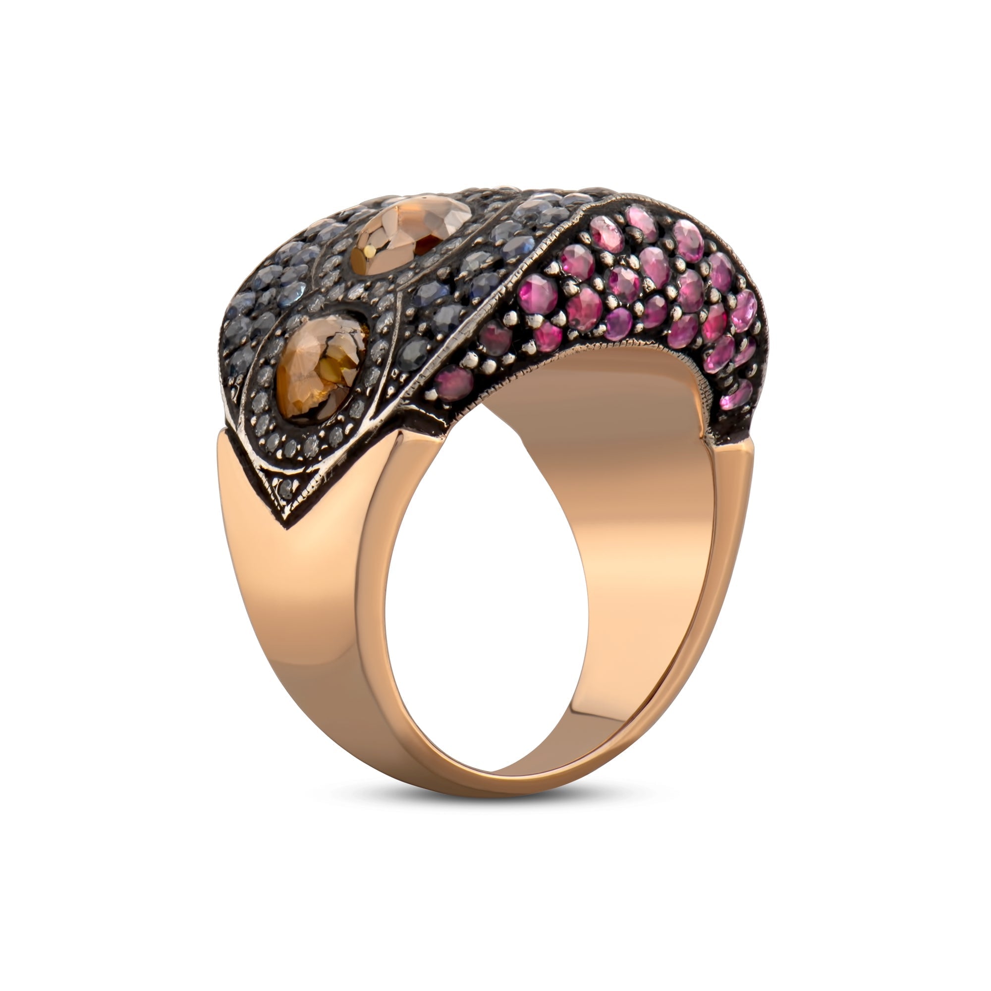 5.92 Carat Natural Diamond and Sapphire Ring – Fine Jewelry Design - Gold Stone Diamond