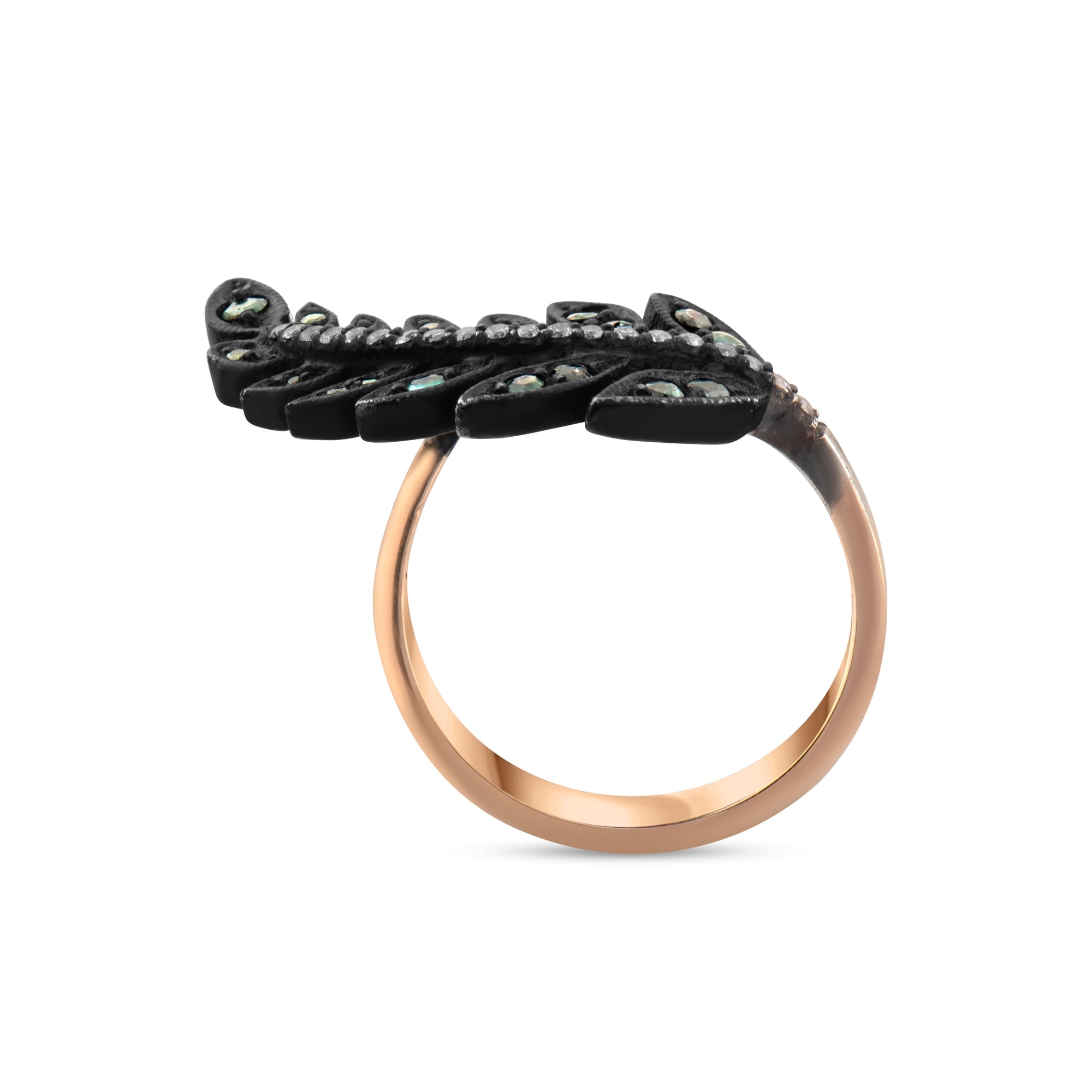 0.63 Carat Natural Diamond and Emerald Ring – Fine Jewelry Design - Gold Stone Diamond
