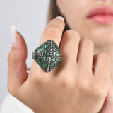 7.77 Carat Natural Diamond and Emerald Ring – Fine Jewelry Design - Gold Stone Diamond