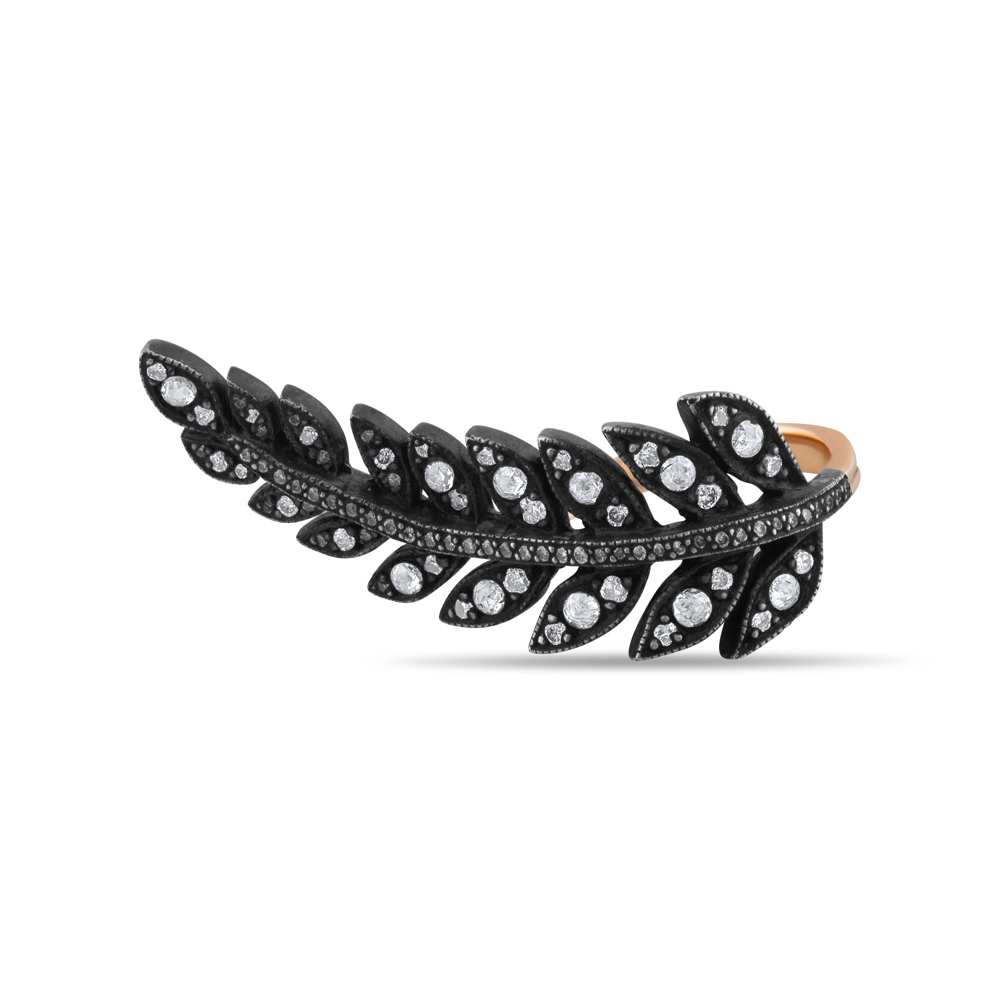 0.95 Carat Natural Diamond Leaf Figure Ring – Fine Jewelry Design - Gold Stone Diamond