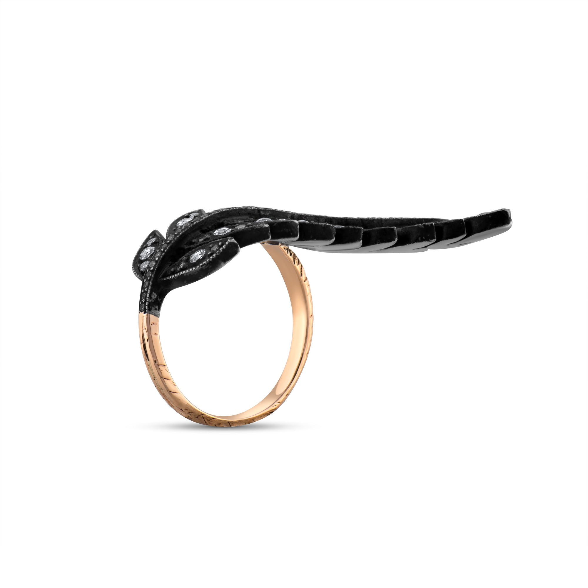 0.95 Carat Natural Diamond Leaf Figure Ring – Fine Jewelry Design - Gold Stone Diamond