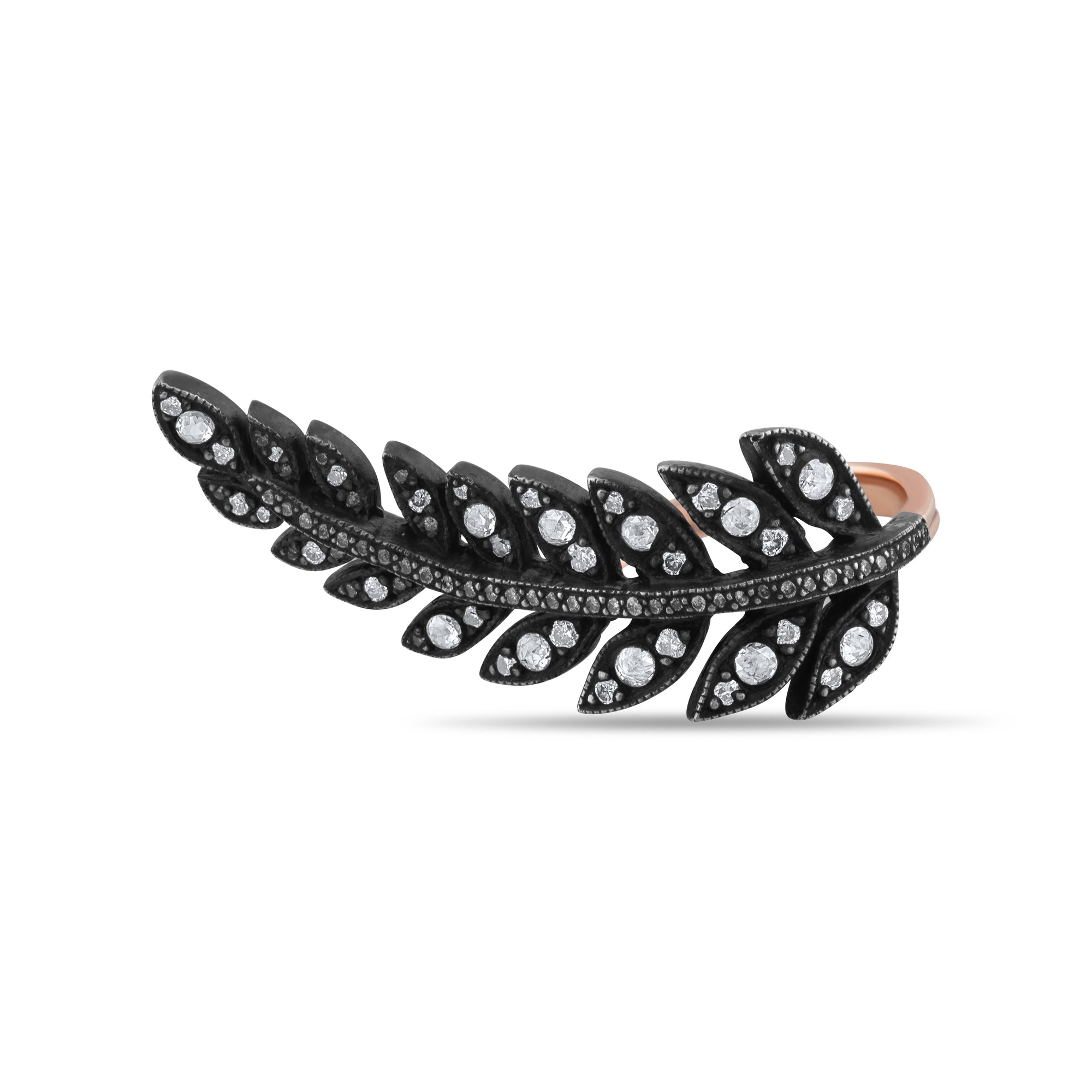 0.95 Carat Natural Diamond Leaf Figure Ring – Fine Jewelry Design - Gold Stone Diamond