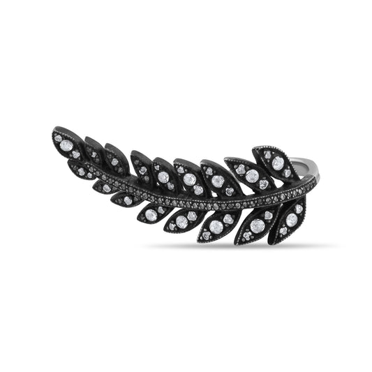 0.95 Carat Natural Diamond Leaf Figure Ring – Fine Jewelry Design - Gold Stone Diamond